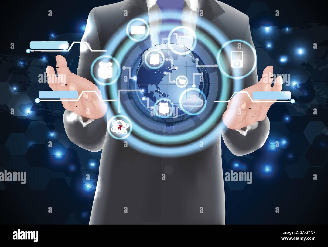 A hand holding a globe. vector Stock Vector Image & Art - Alamy