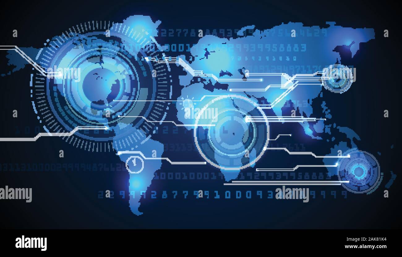 World map with background of blue graphic. vector Stock Vector Image ...