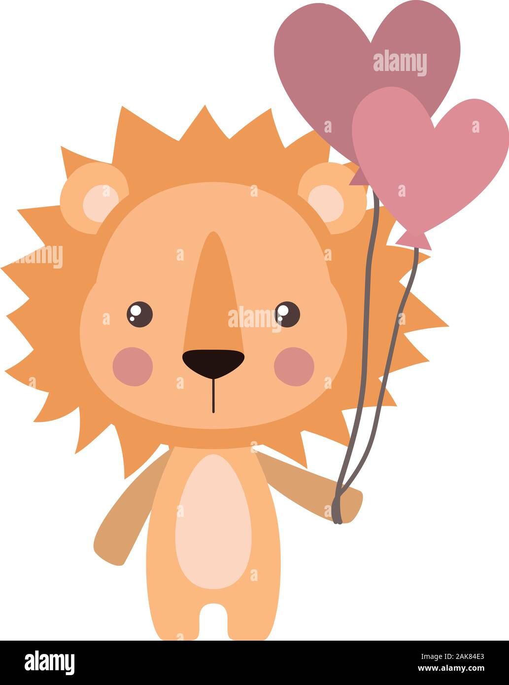 Cute lion cartoon with heart balloons vector design Stock Vector Image