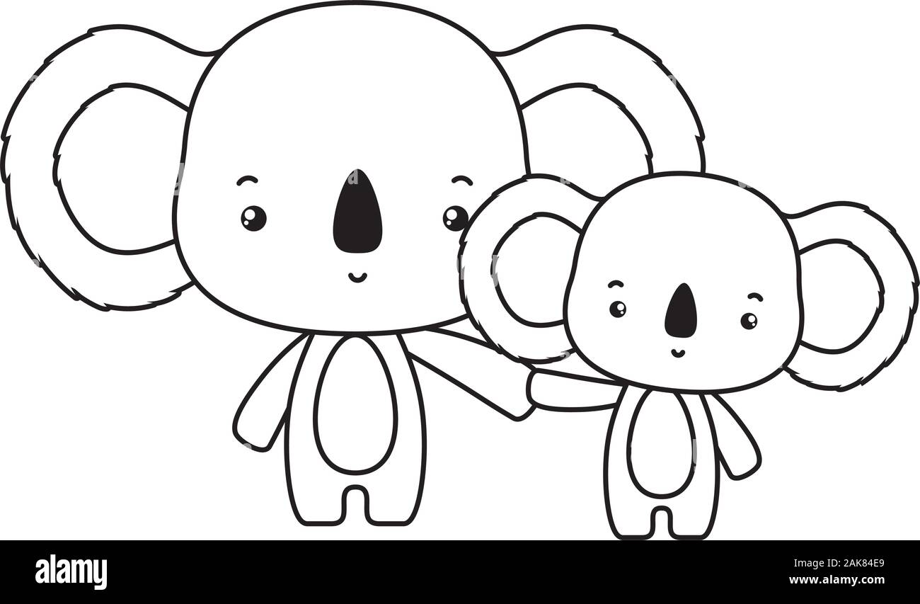 Cute koala cartoon mother and baby vector design Stock Vector Image ...