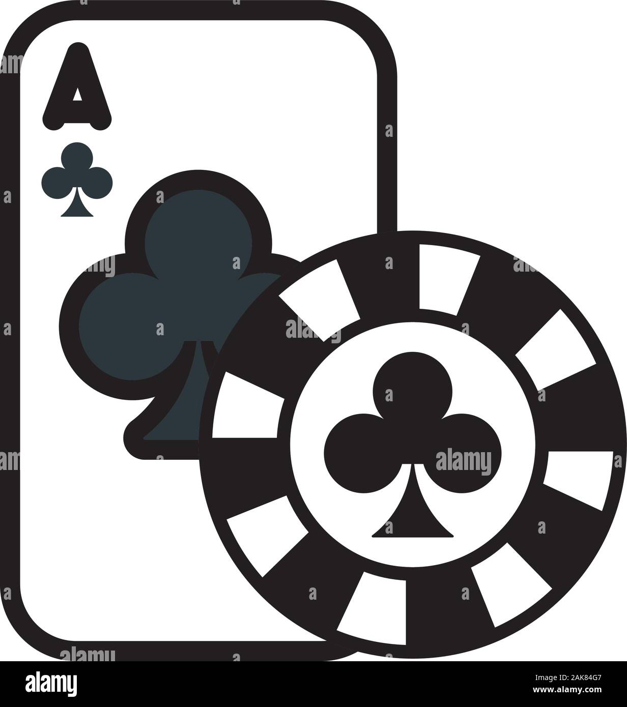 Casino Poker Card And Chip With Clover Isolated Icon Stock Vector Image Art Alamy