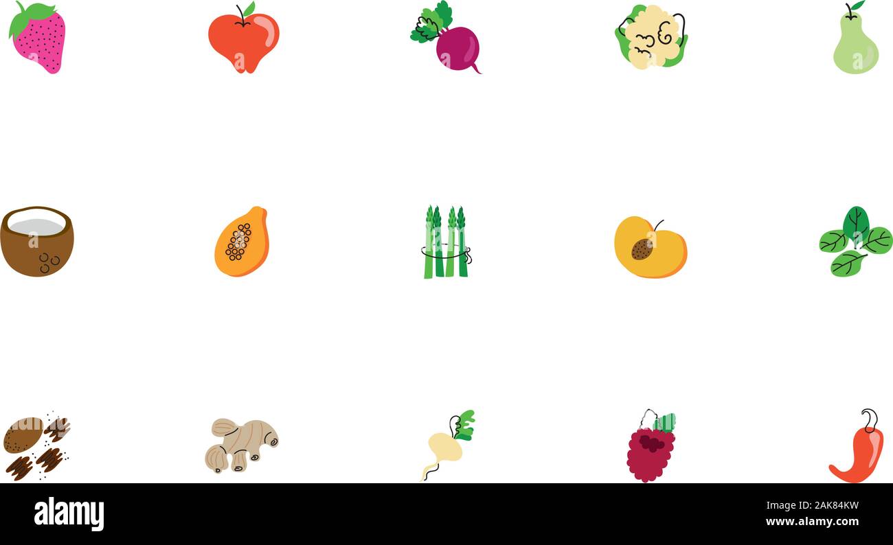 bundle of fruits and vegetables icons Stock Vector Image & Art - Alamy
