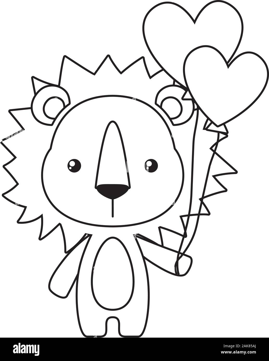 Cute lion cartoon with heart balloons vector design Stock Vector Image ...