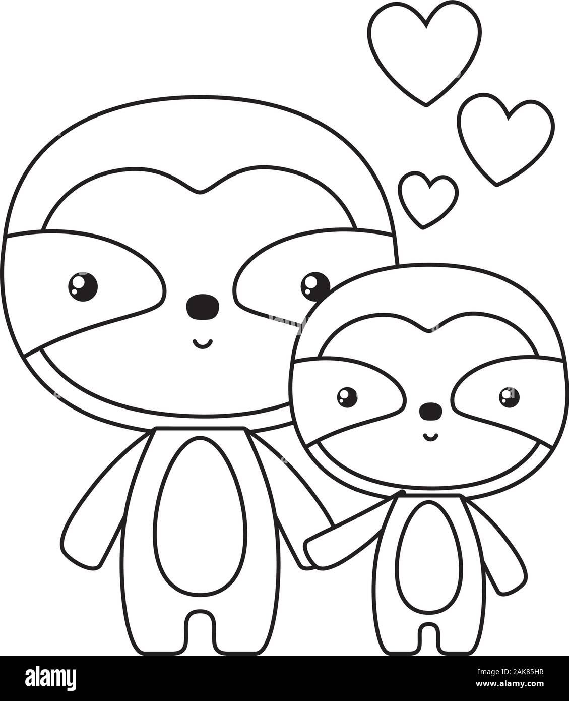 Cute Sloth Bear Cartoon Mother And Baby Vector Design Stock Vector Image Art Alamy