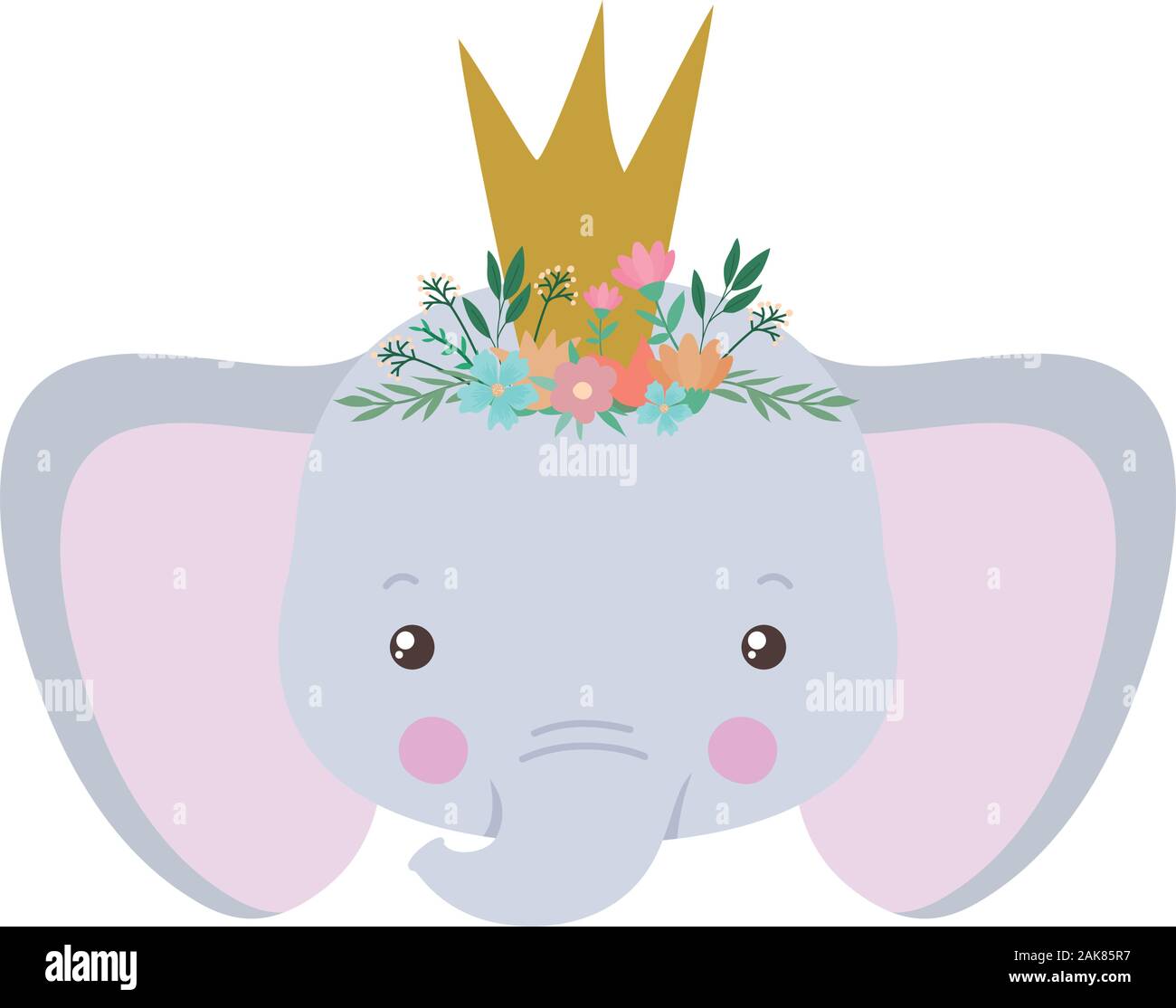 Cute elephant with crown vector design Stock Vector Image & Art - Alamy