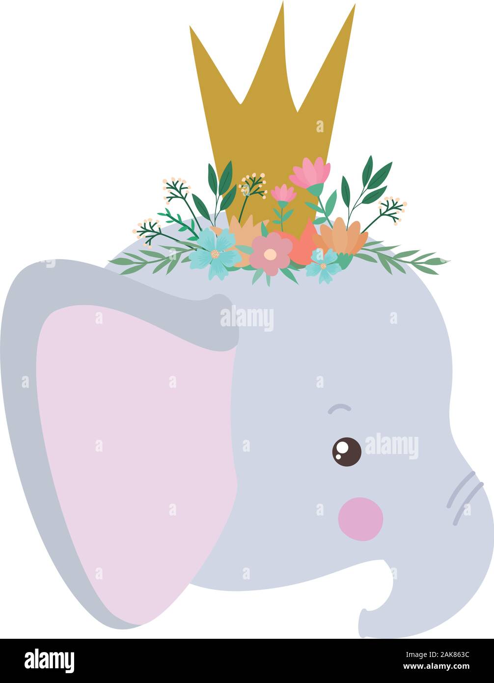 Cute elephant with crown vector design Stock Vector Image & Art - Alamy