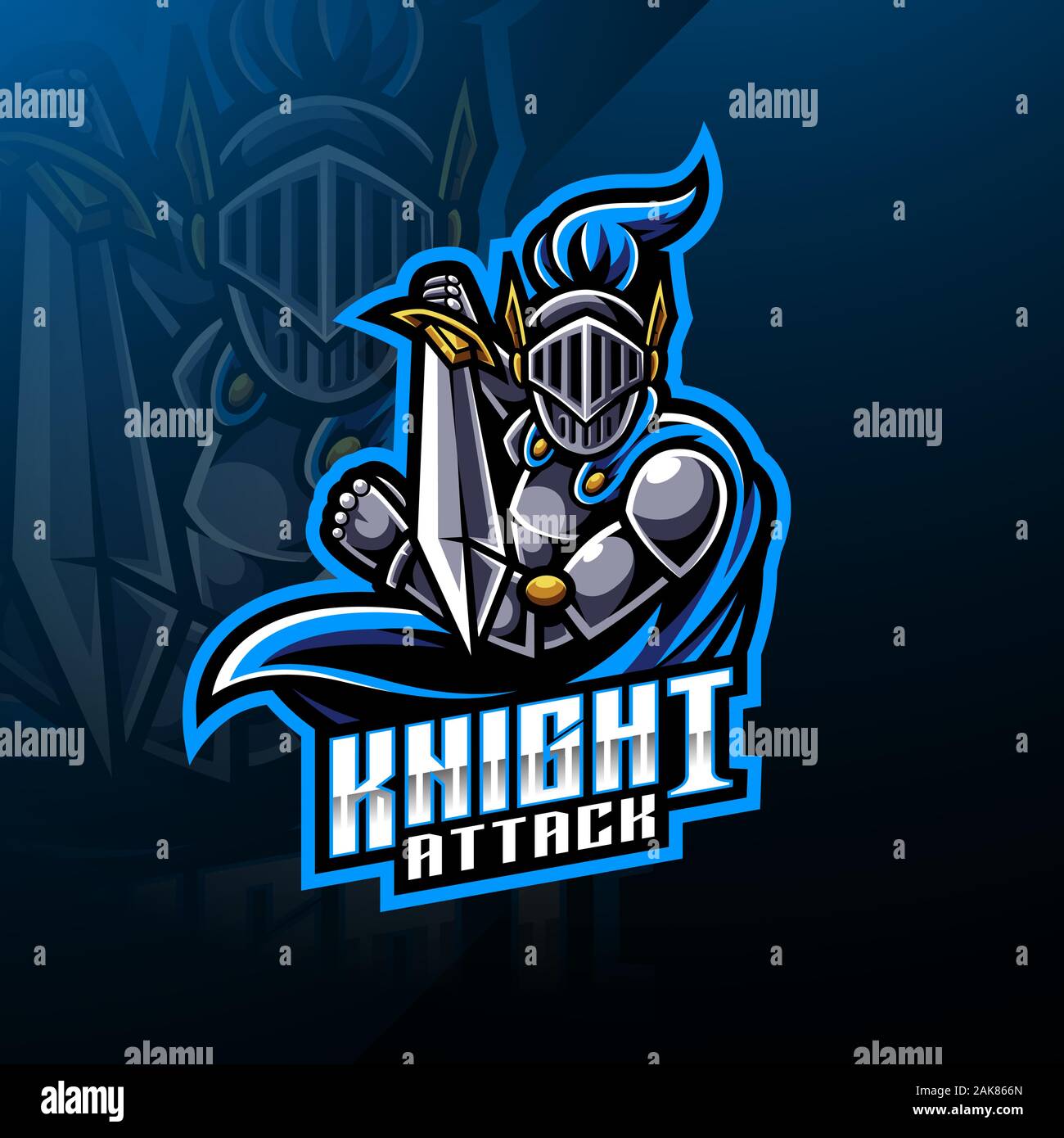 Knight sport mascot logo design Stock Vector