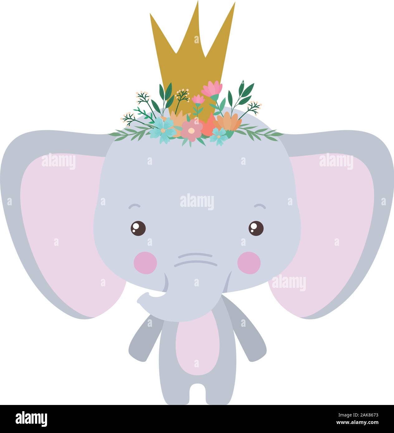 Cute elephant with crown vector design Stock Vector Image & Art - Alamy