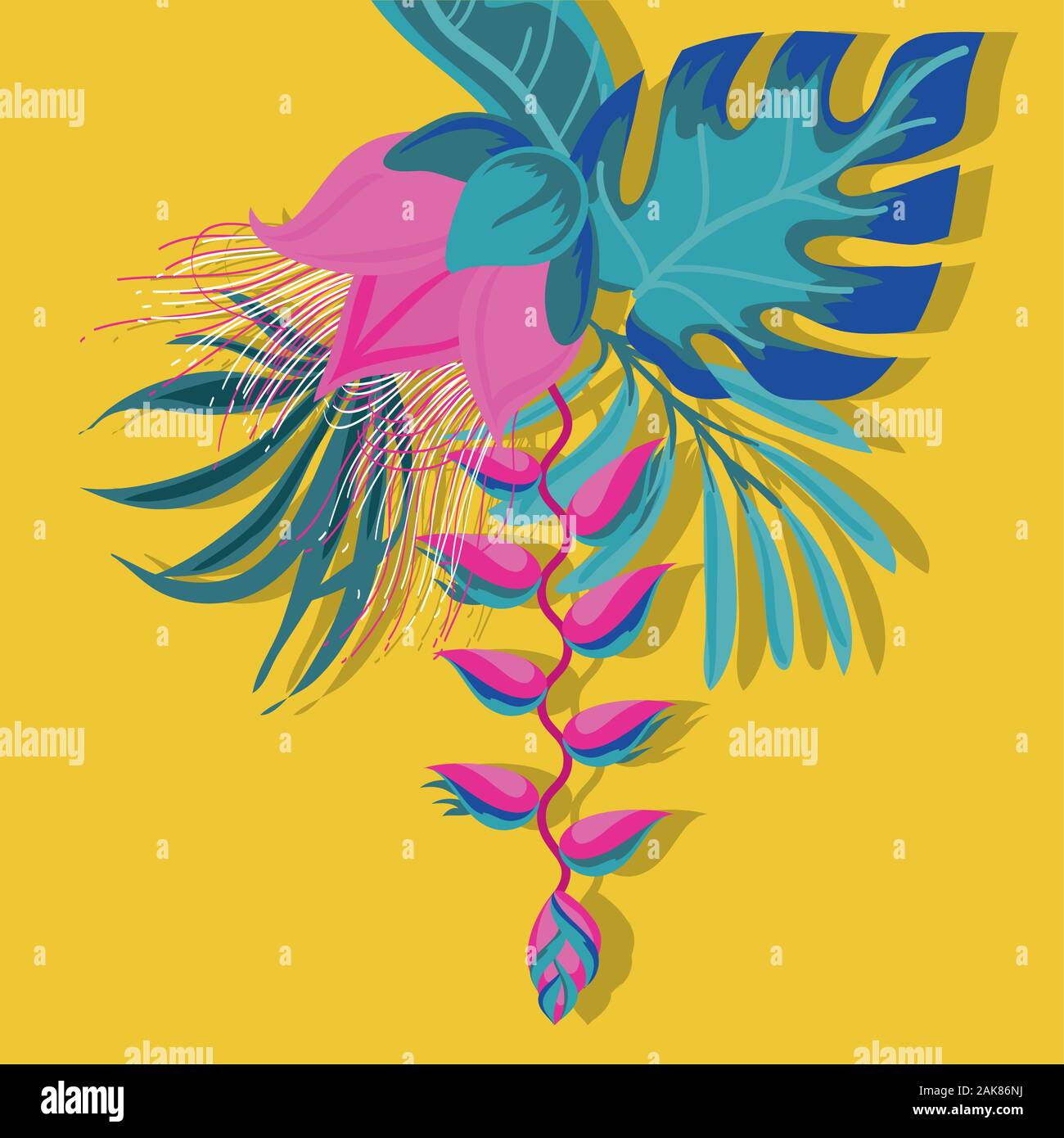 exotic flowers and leafs decoration Stock Vector Image & Art - Alamy