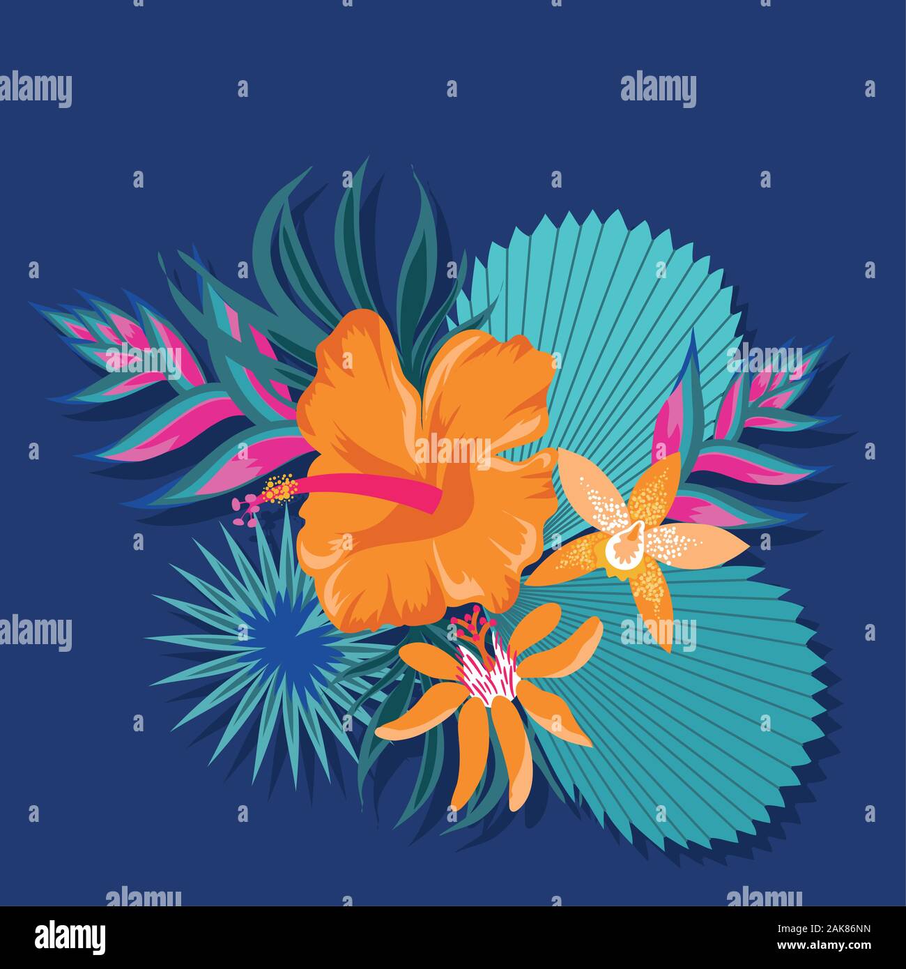 exotic flowers and leafs decoration Stock Vector Image & Art - Alamy