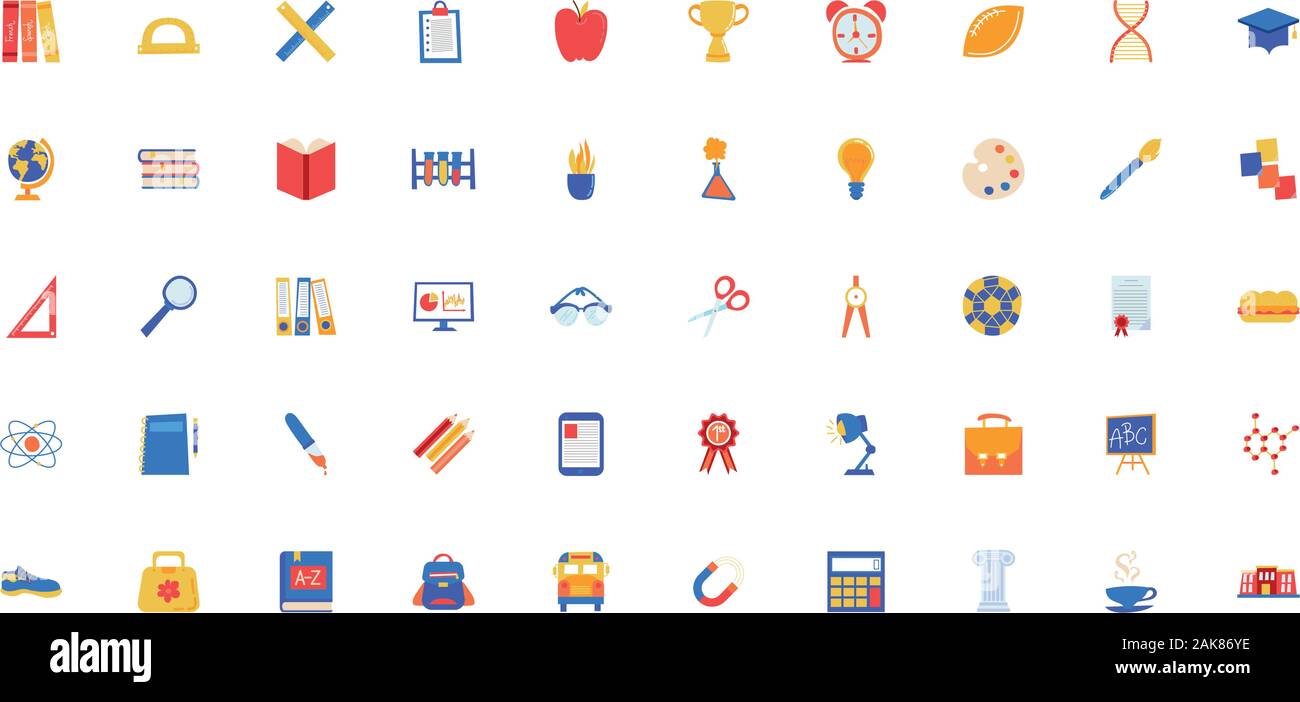 bundle of school set icons Stock Vector Image & Art - Alamy