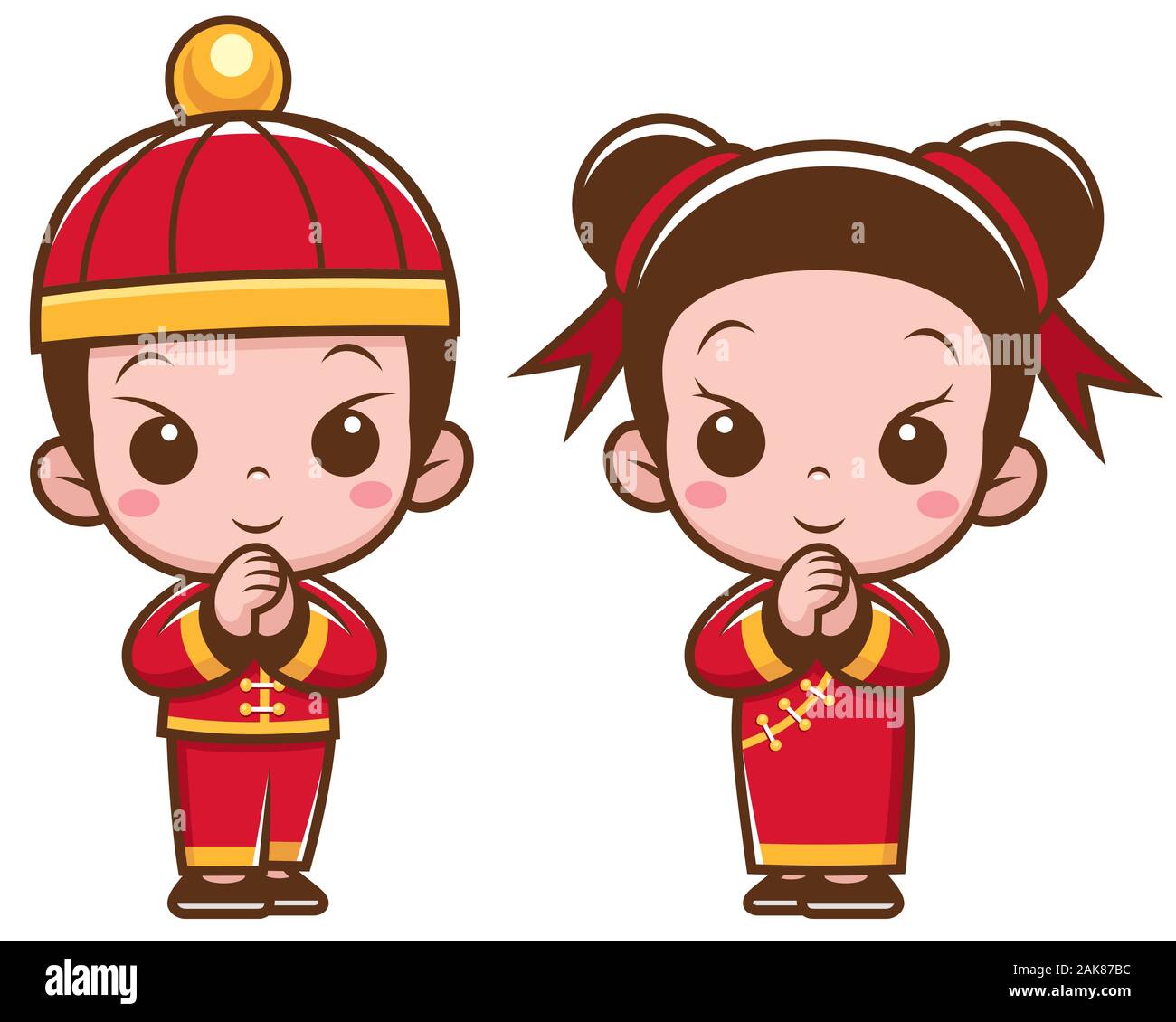 Vector illustration of Cartoon Chinese Kids Stock Vector Image & Art - Alamy
