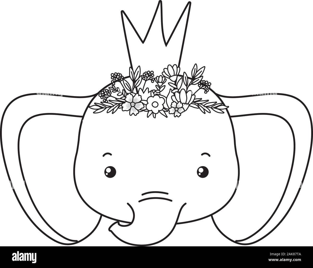 Cute elephant with crown vector design Stock Vector Image & Art - Alamy