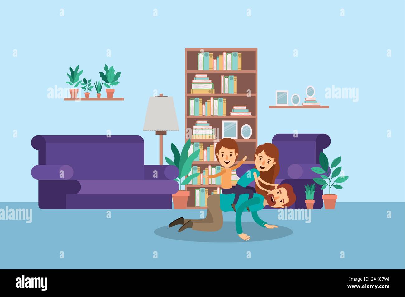 Father In House Vector Father daughter and son in the living room vector design Stock Vector ...