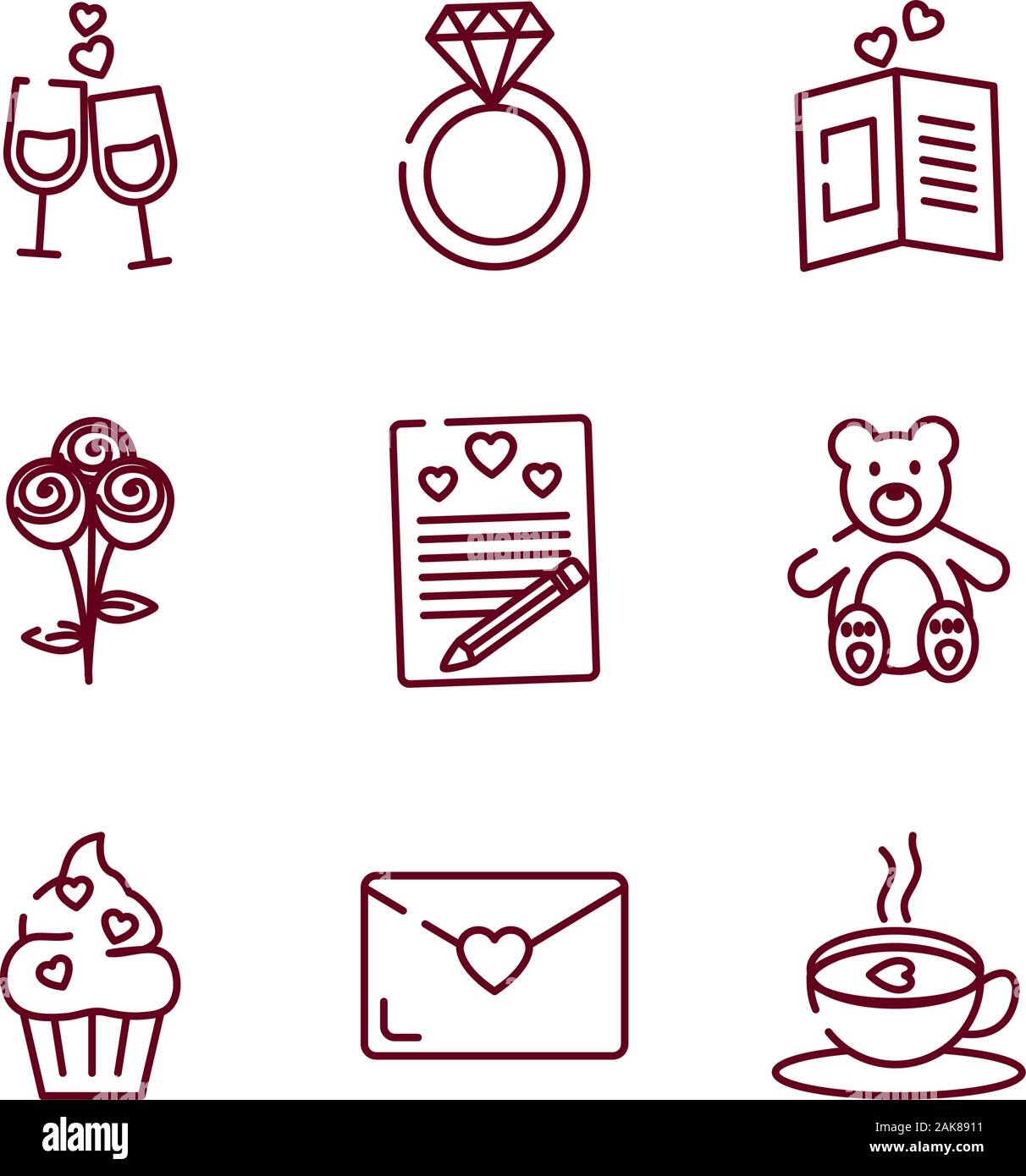 Love and valentines day icon set vector design Stock Vector Image & Art ...