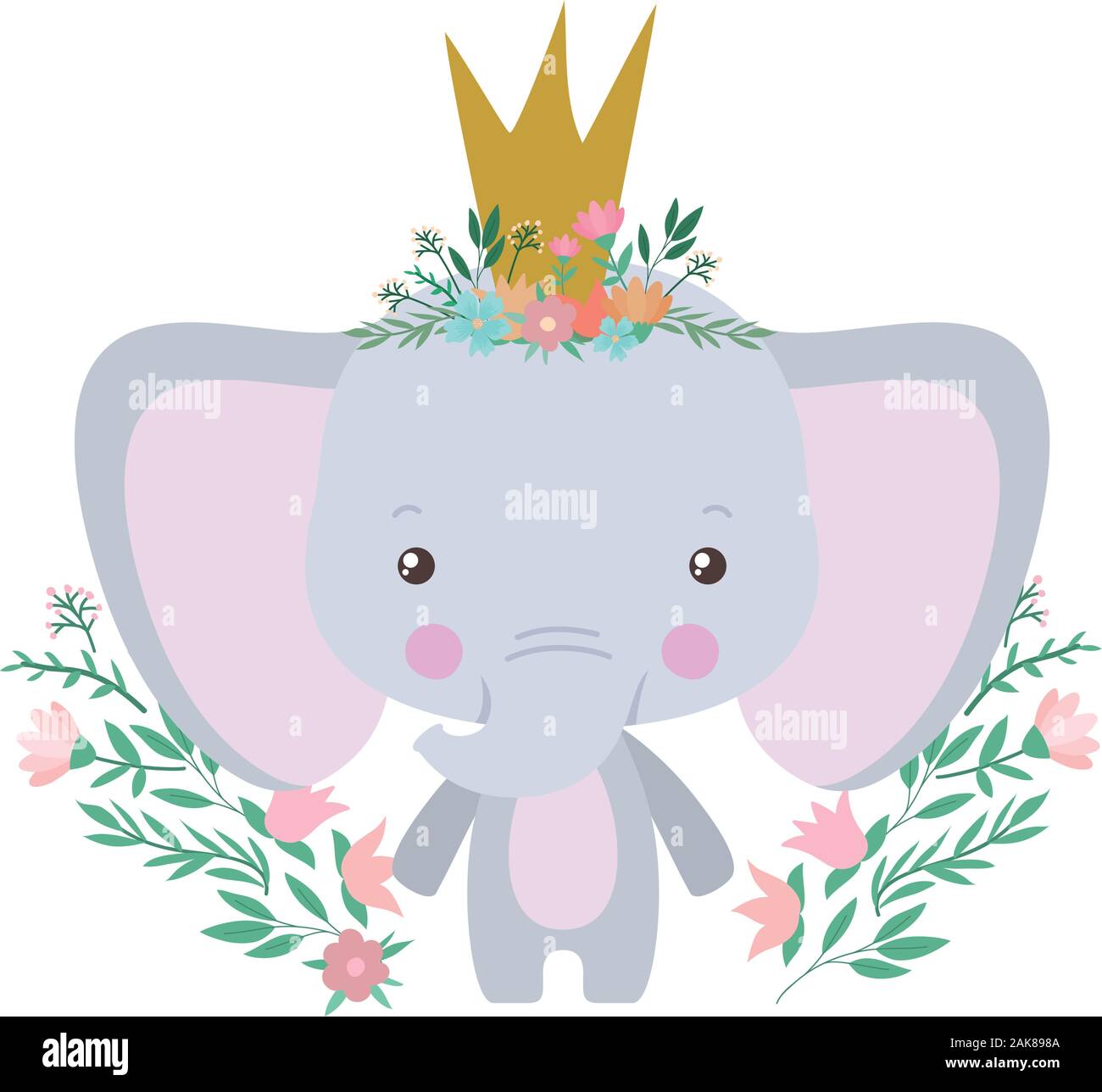 Cute elephant with crown vector design Stock Vector Image & Art - Alamy