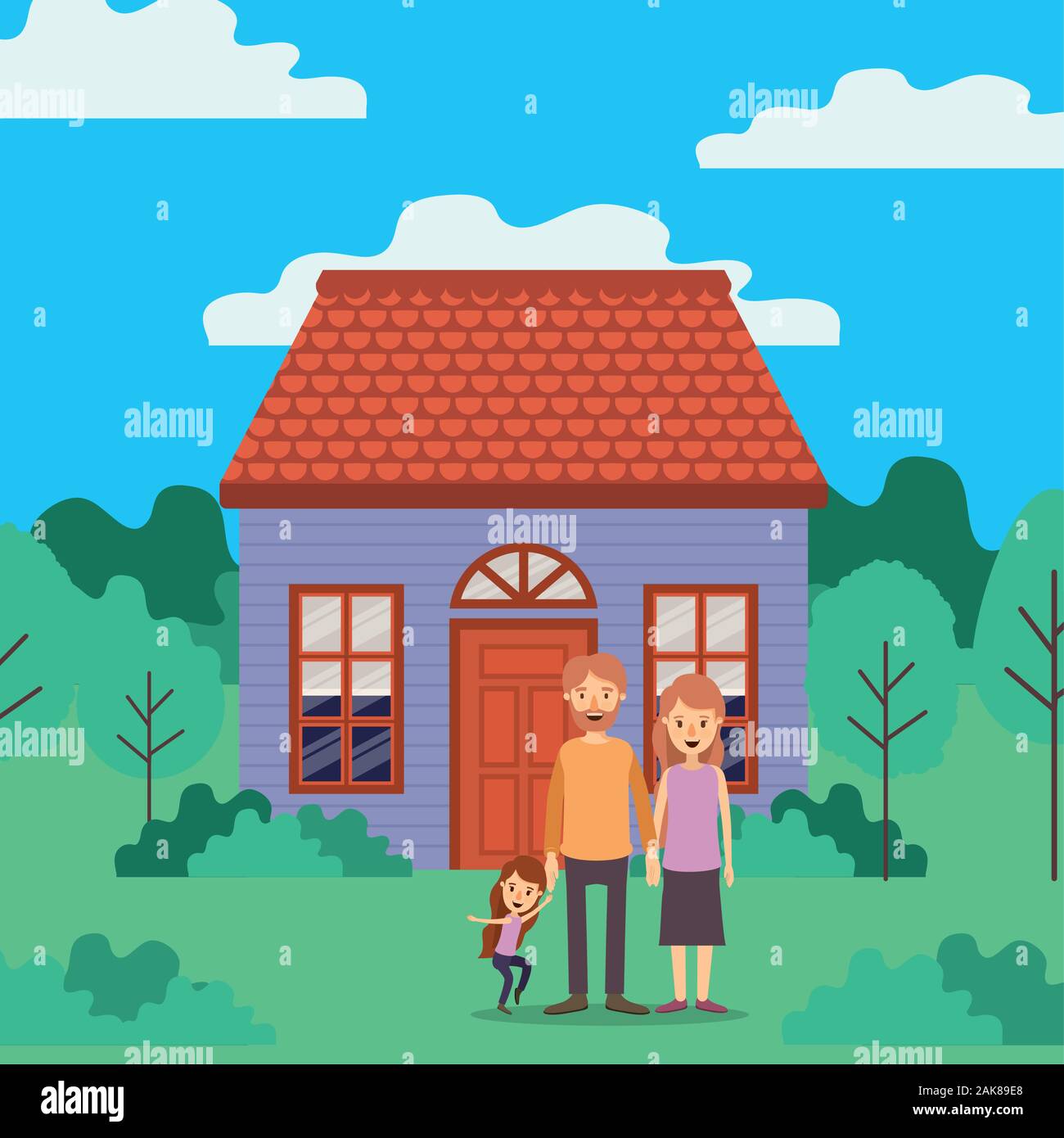 Father In House Vector Mother father daughter and house vector design Stock Vector Image & Art ...