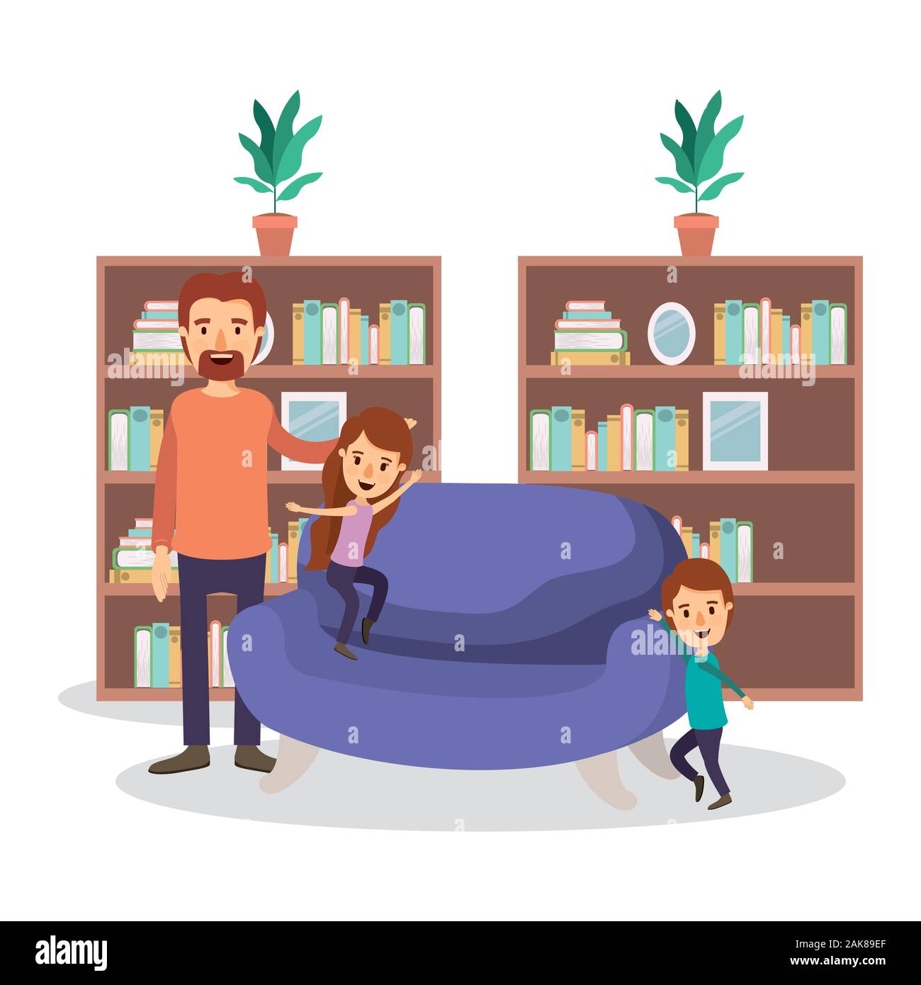 Father In House Vector Father daughter and son in the living room vector design Stock Vector ...