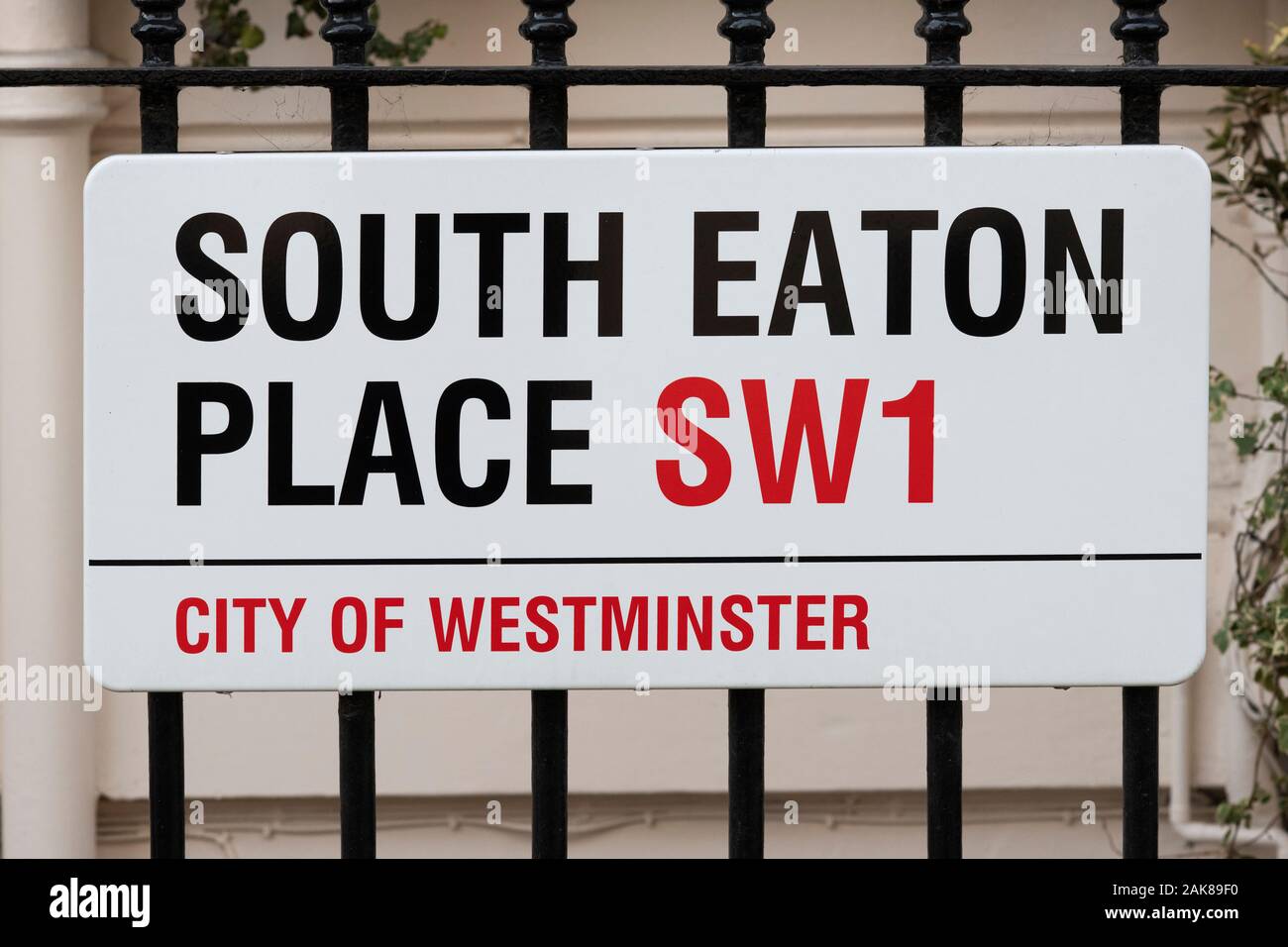 South Eaton Place street sign, Belgravia, SW1, London. England Stock Photo