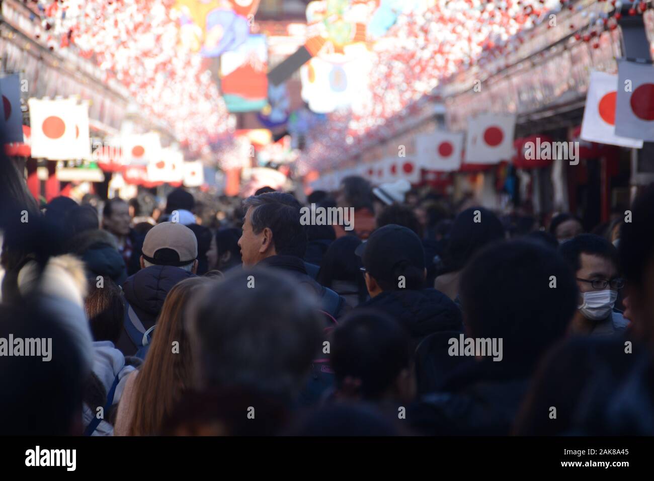 Crowded Street of Japan in Sensoji temple Asakusa Stock Photo