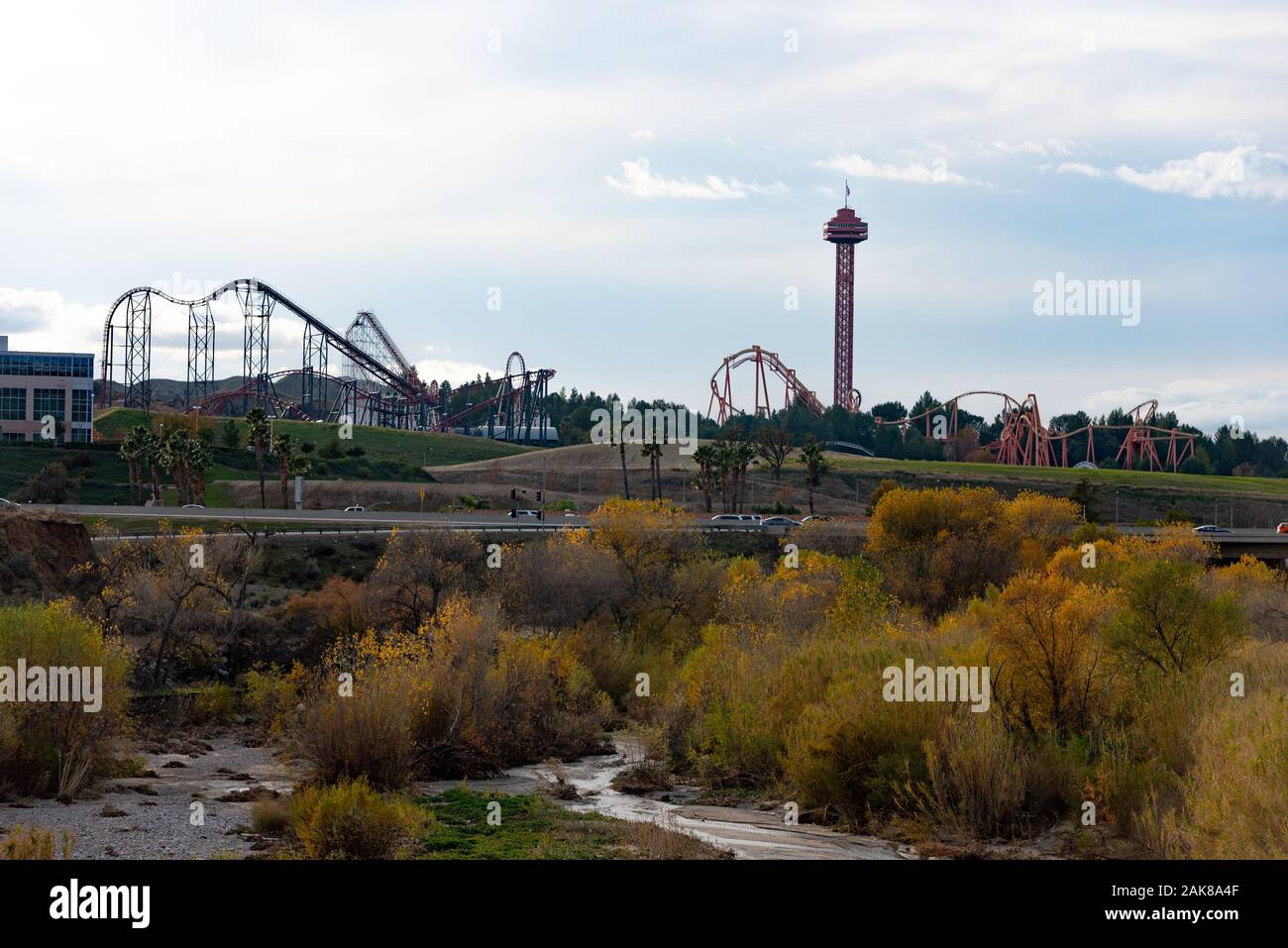 Beautiful view of the Six flags park Stock Photo