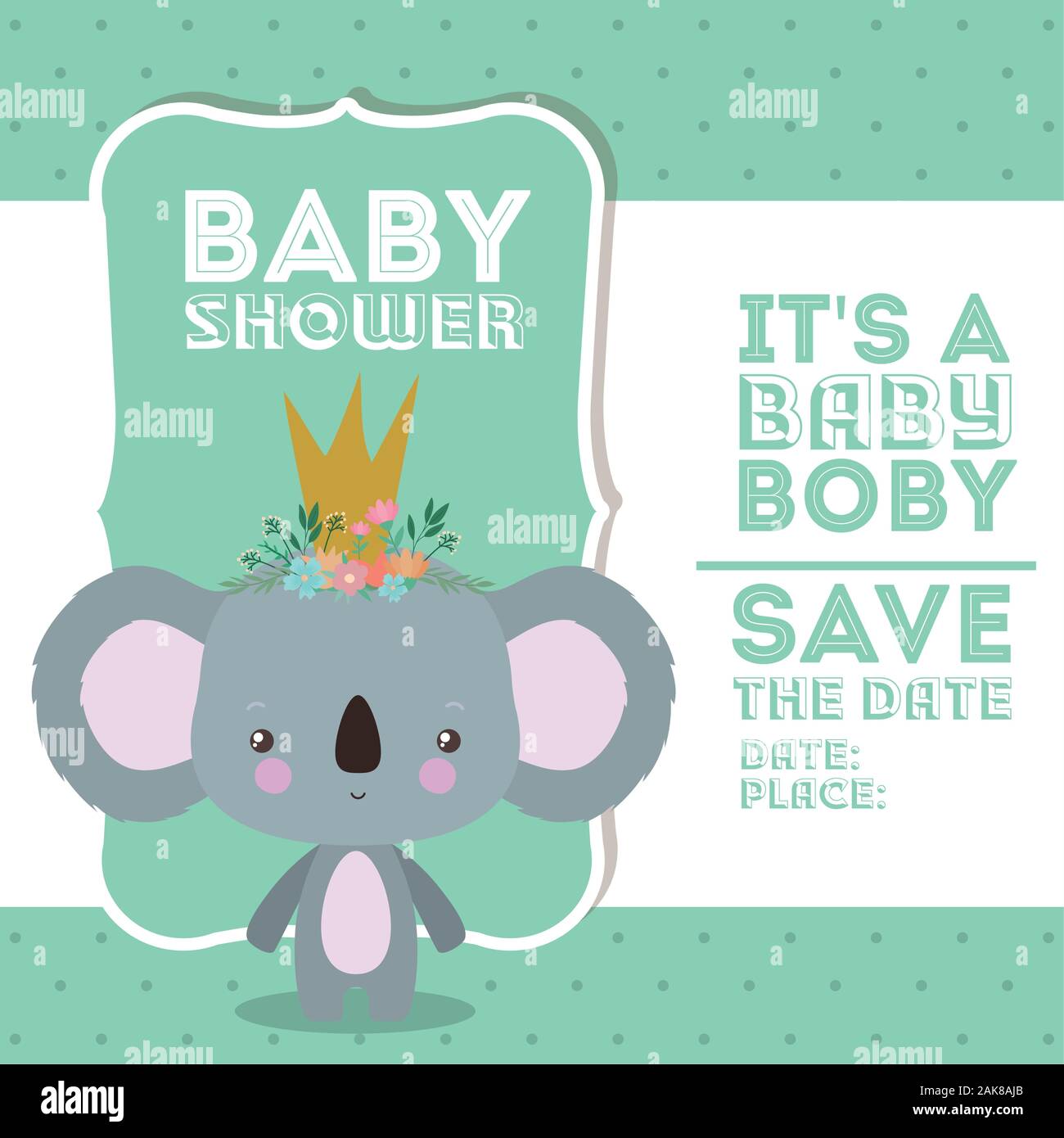 Baby shower invitation with koala cartoon vector design Stock Vector ...