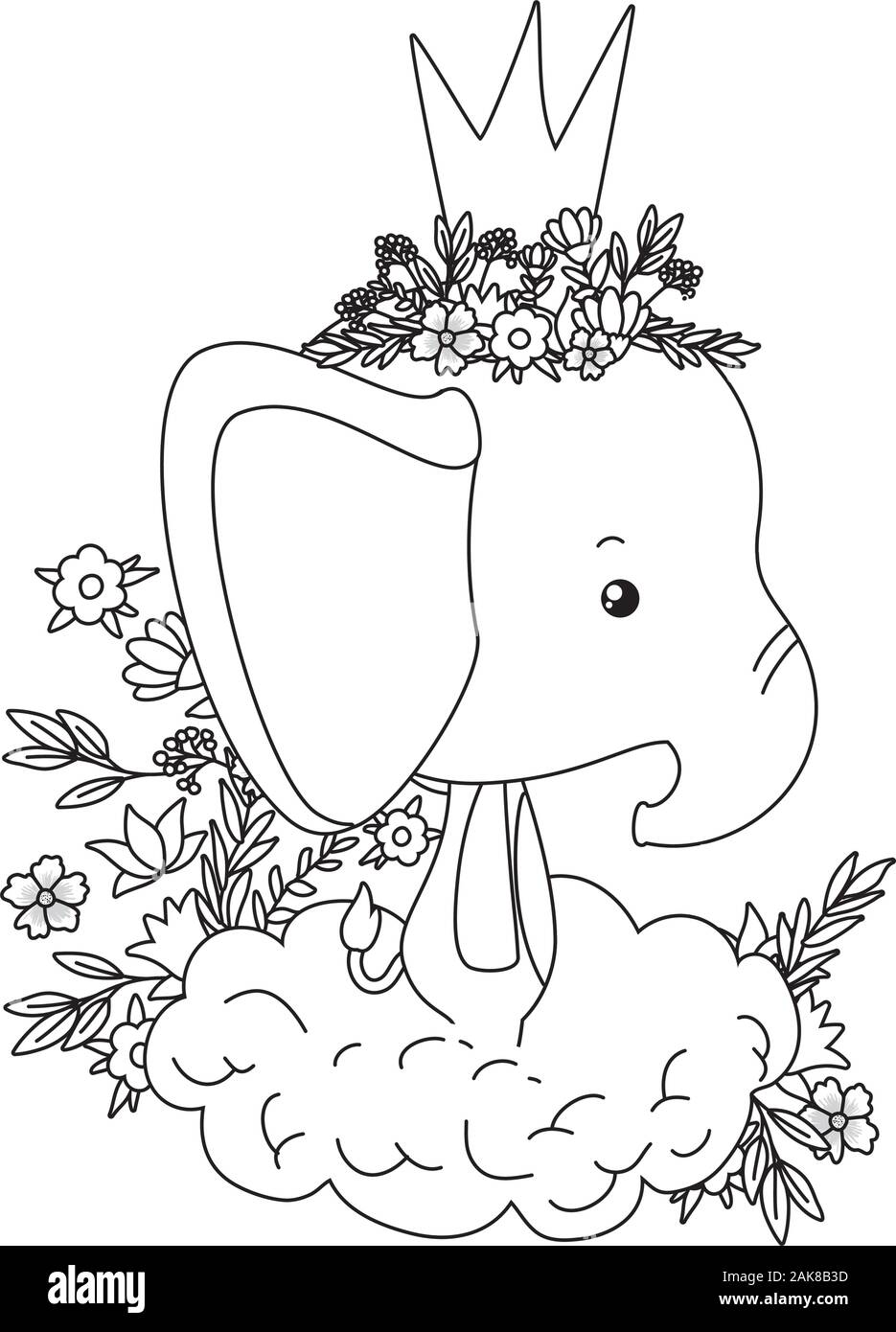 Cute elephant with crown over cloud vector design Stock Vector Image ...