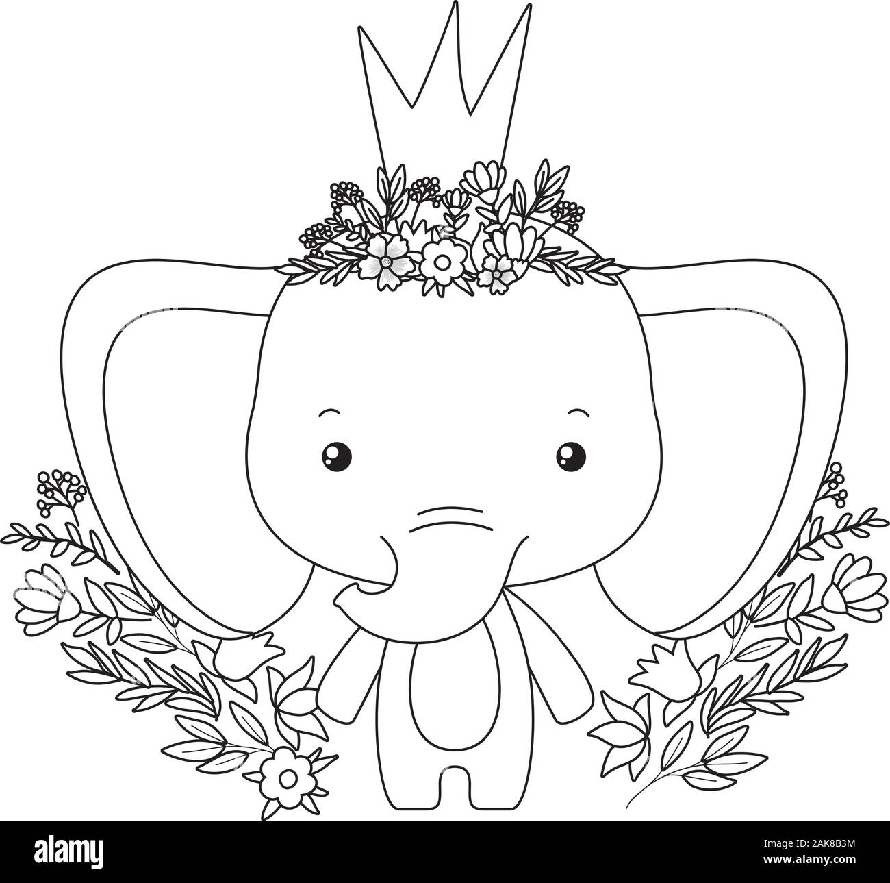 Cute elephant with crown vector design Stock Vector Image & Art - Alamy