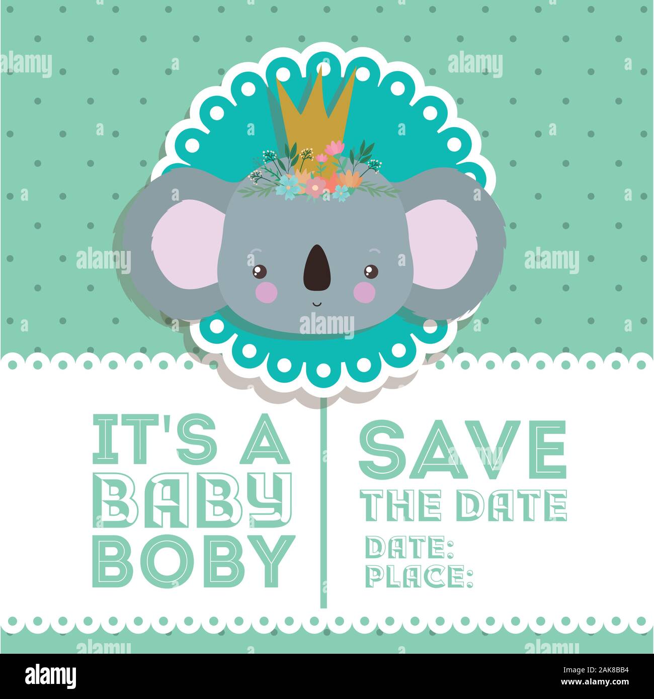 Baby shower invitation with koala cartoon vector design Stock Vector ...