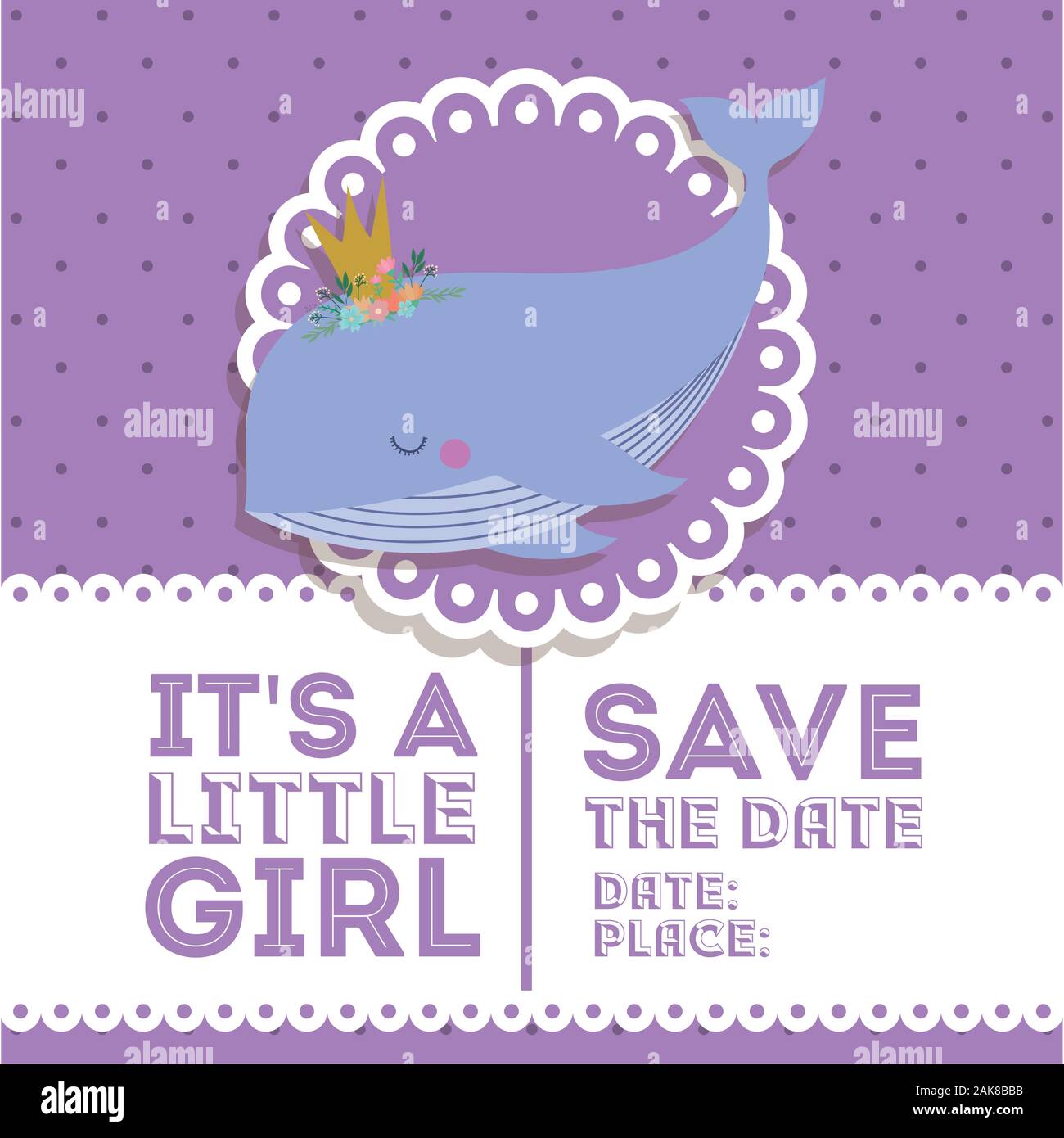 Baby shower invitation with whale cartoon vector design Stock Vector ...