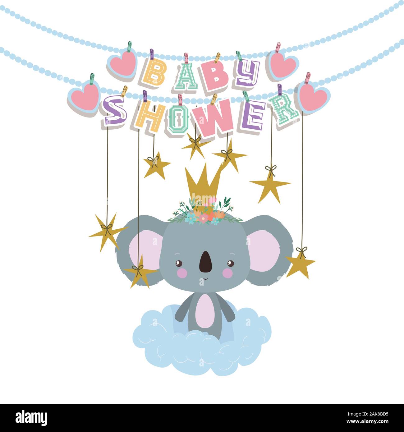 Baby shower invitation with koala cartoon vector design Stock Vector ...