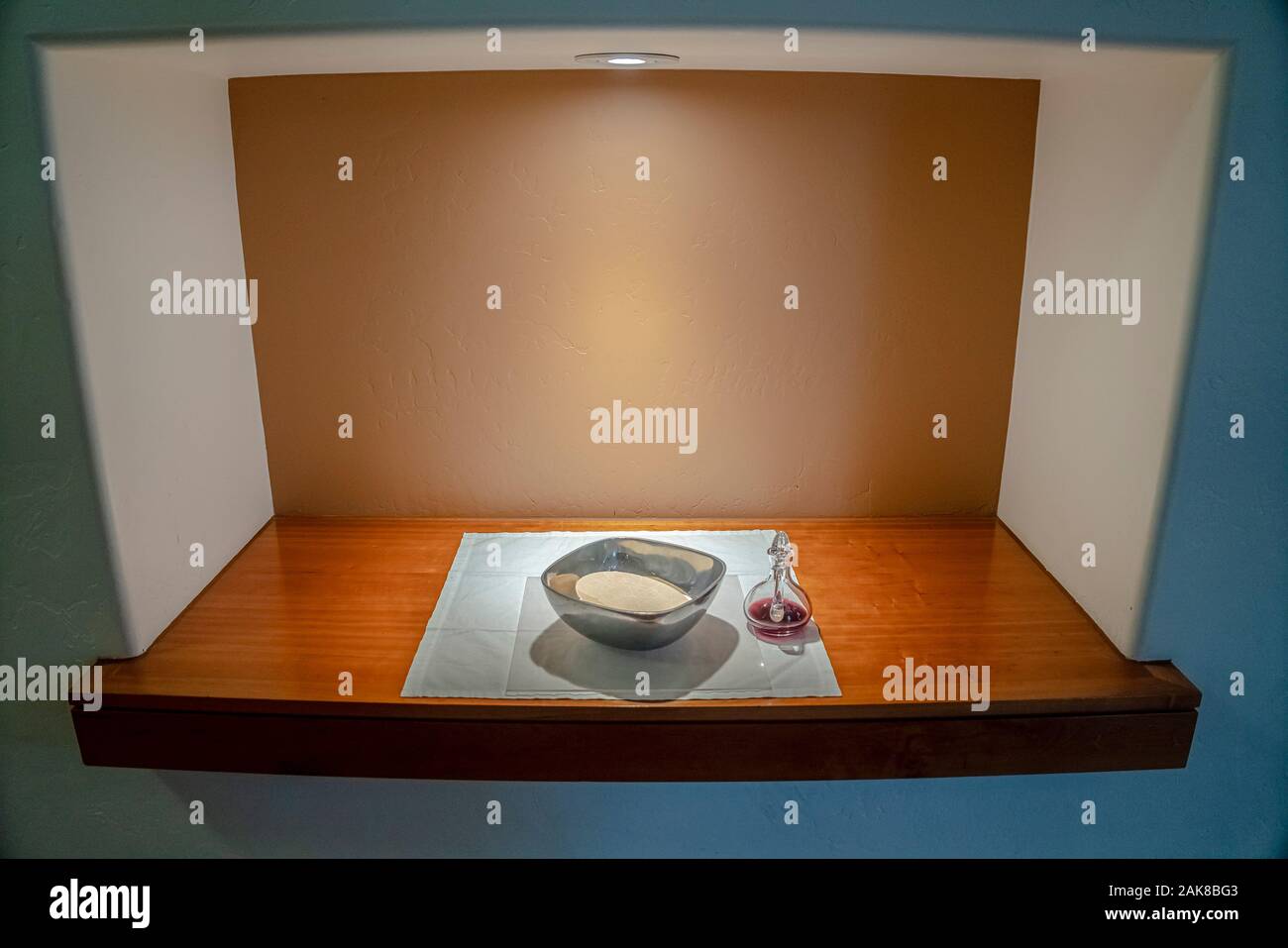 Communion wine and wafers in a church Stock Photo Alamy