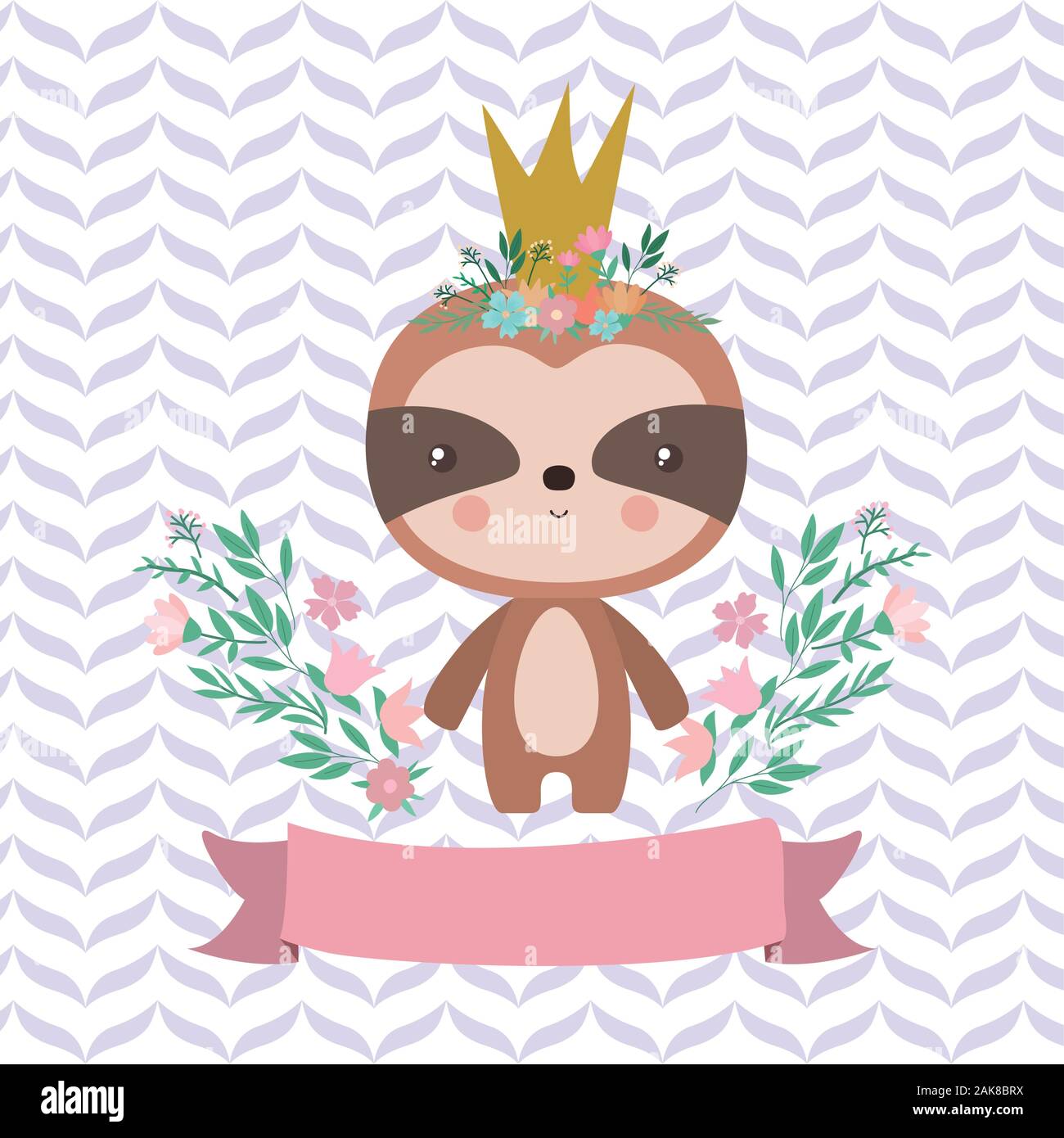 Cute sloth cartoon and ribbon vector design Stock Vector Image & Art ...