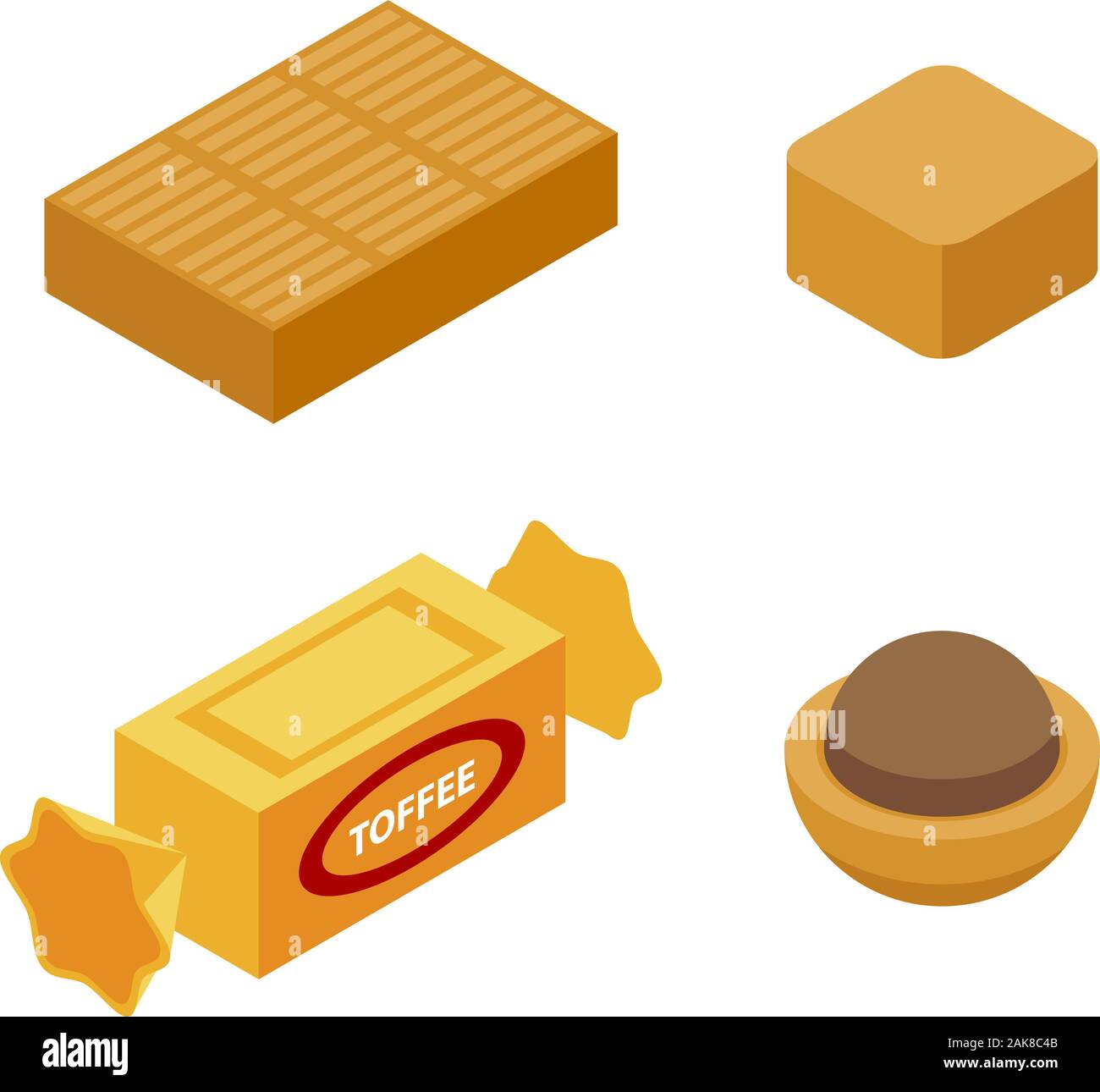 Toffee icons set, isometric style Stock Vector