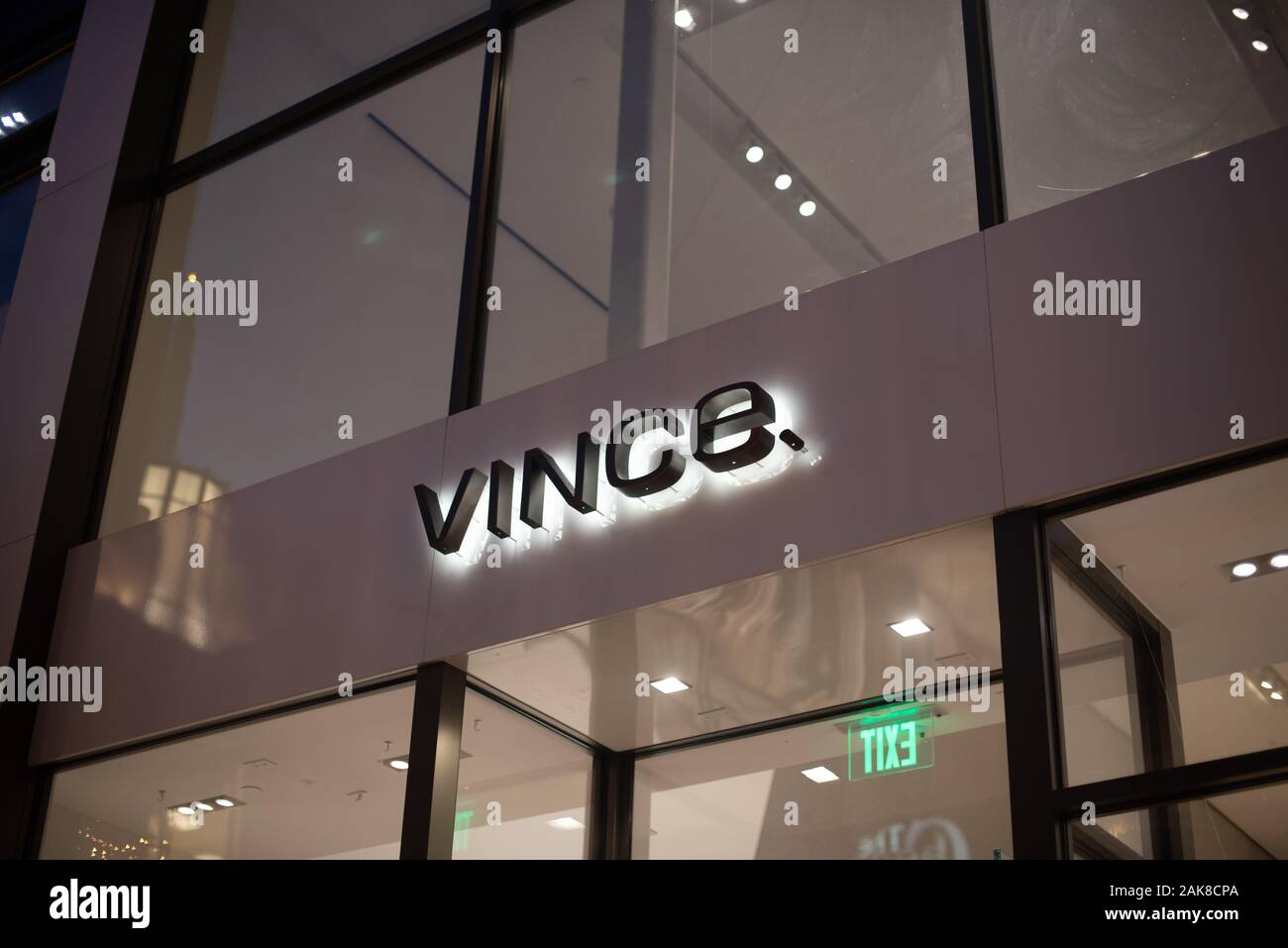 01/01/2020 - Beverly Hills, CA: Vince store sign in Los Angeles, CA, USA. Stock Photo