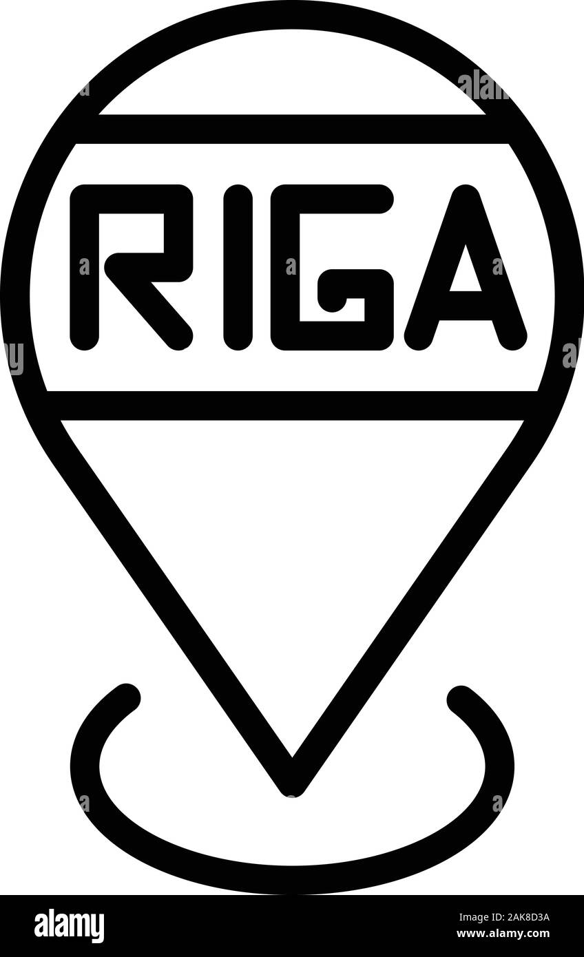 Riga location icon, outline style Stock Vector