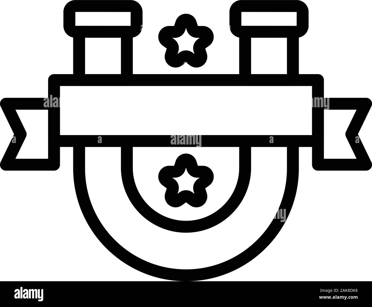 Ribbon magnet icon, outline style Stock Vector