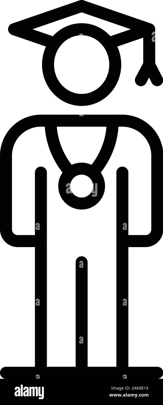 Graduated student with medal icon, outline style Stock Vector Image ...