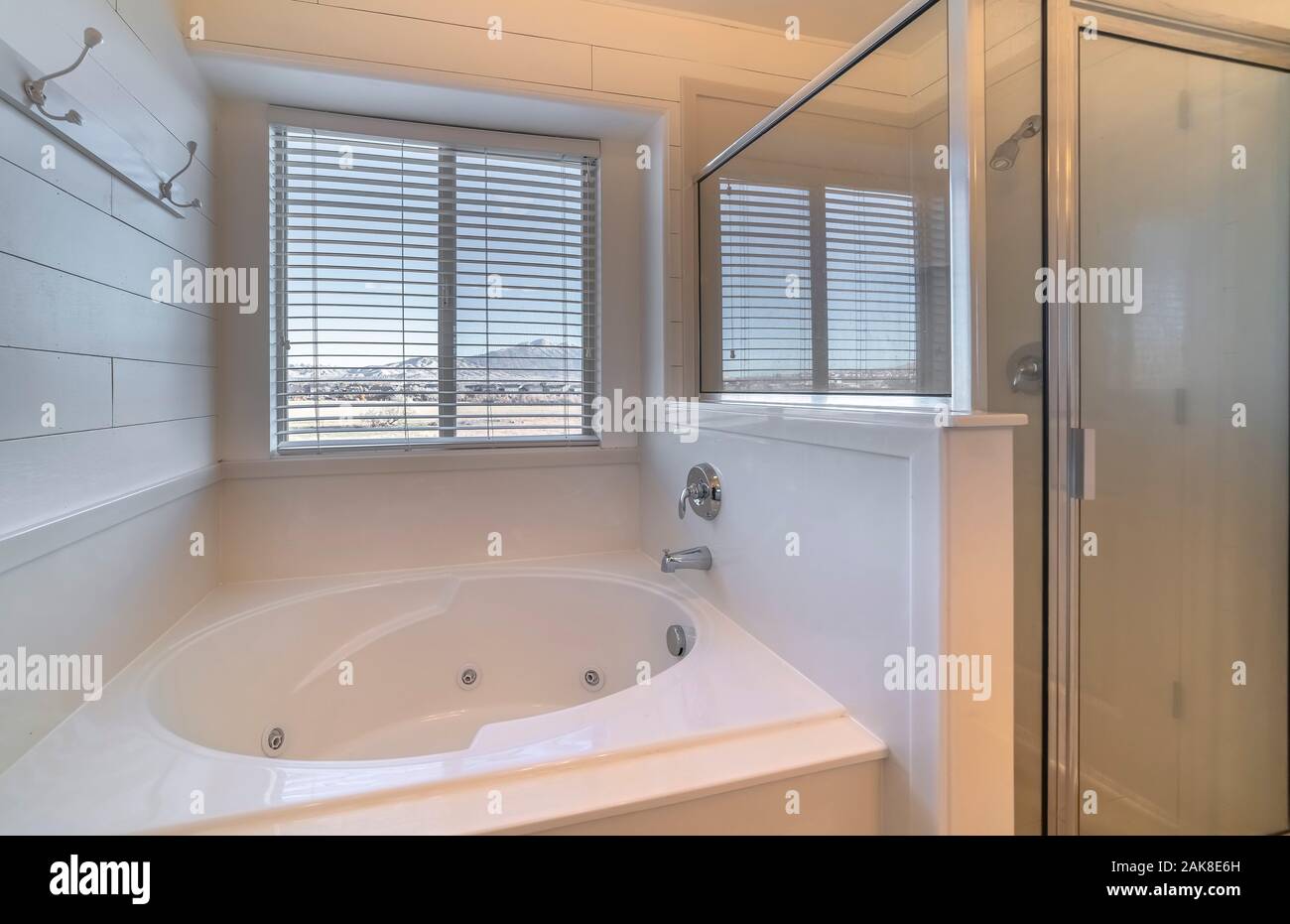 Bathroom interior with spa bath or jacuzzi Stock Photo