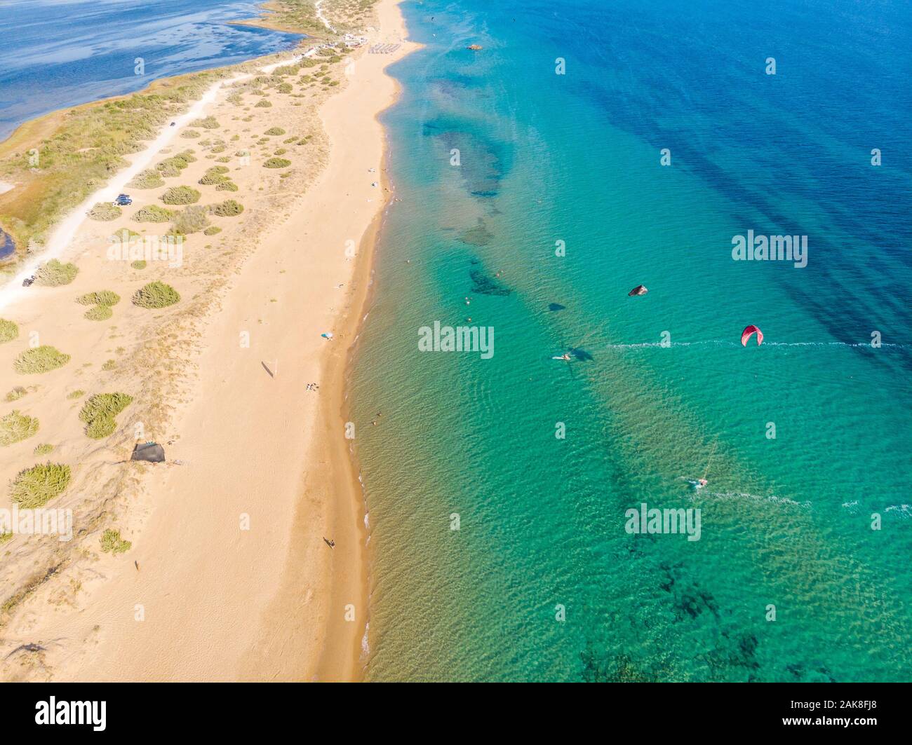 Aerial drone view of Halikounas Beach and Lake Korission, Corfu island,  Ionian Sea, Greece Stock Photo - Alamy