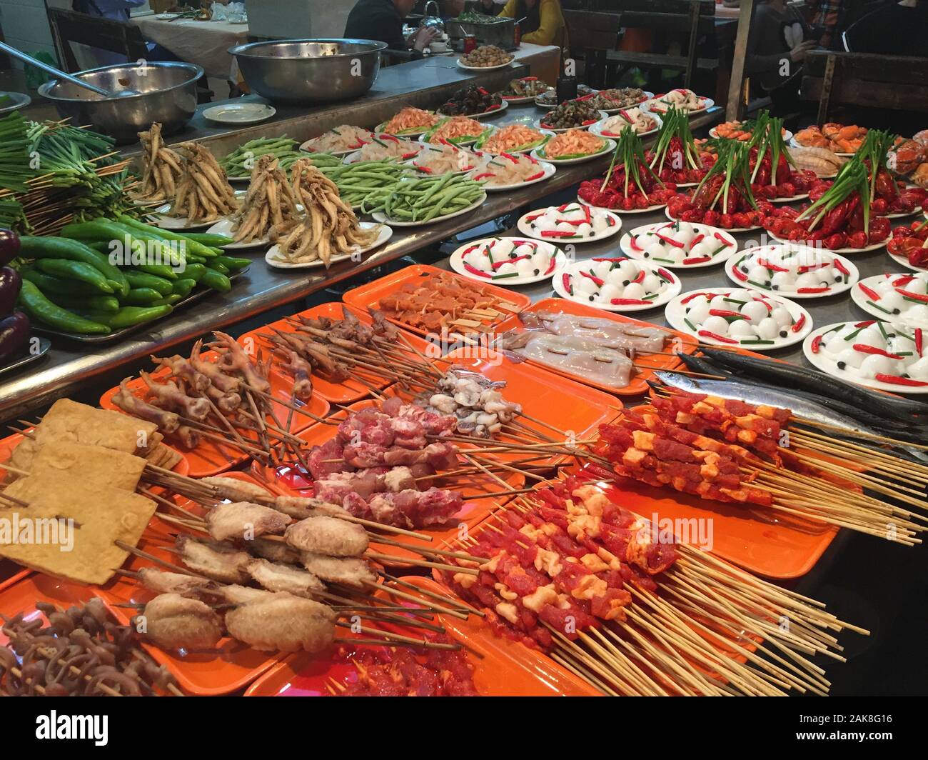Seafood at Shilin Night Market in Taipei, Taiwan. Shilin is one of the most famous and largest night markets in Taiwan. Stock Photo