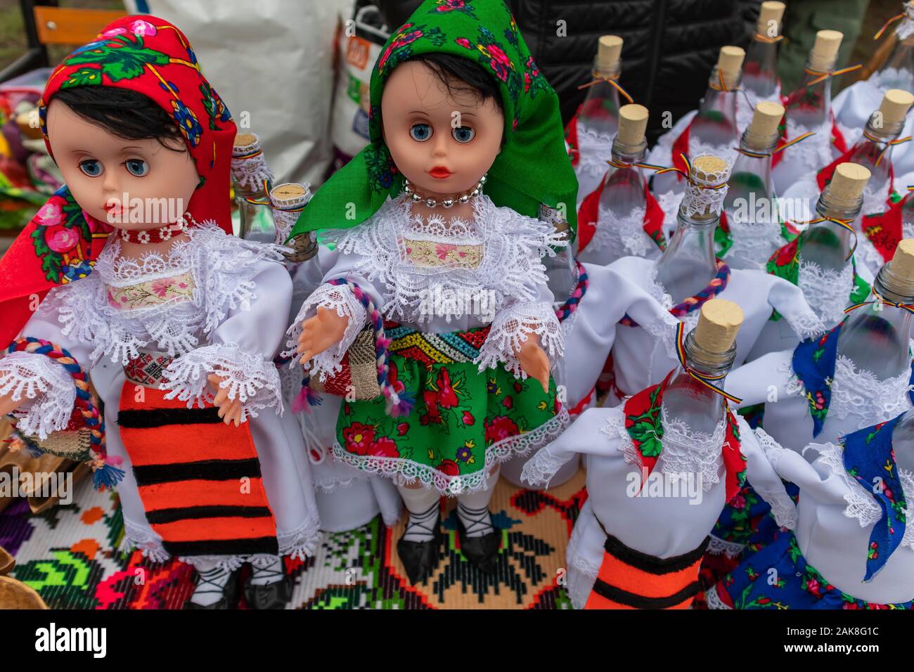 Romanian handmade puppets with traditional folk costumes from Maramures  Stock Photo - Alamy