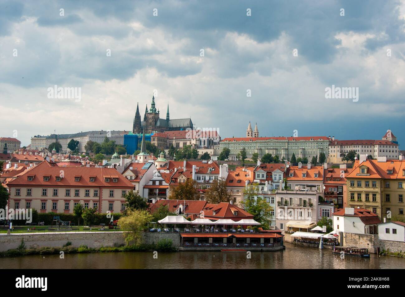 St. Vitus Cathedral,  Prague Castle - river view Stock Photo