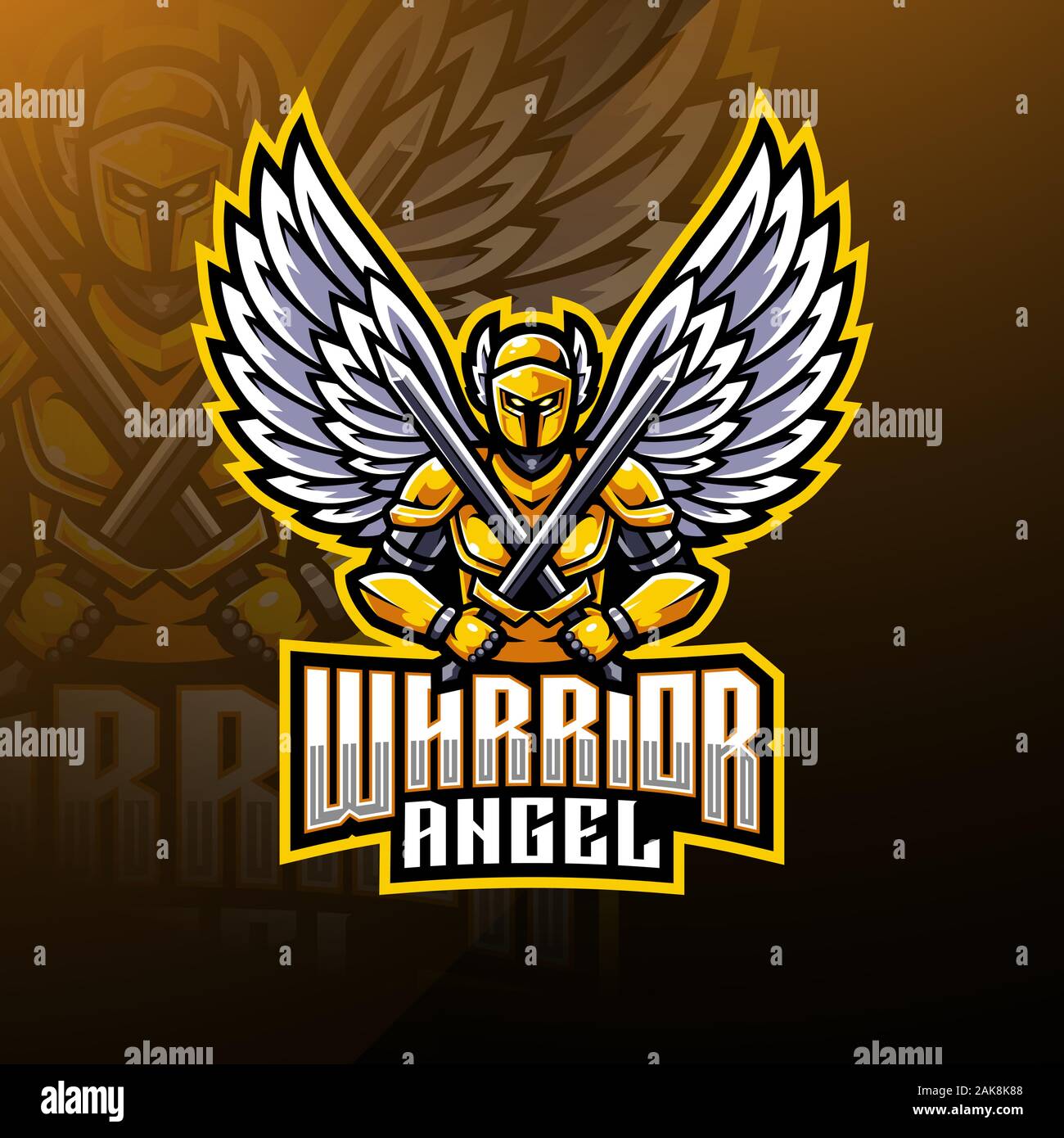 Warrior angel mascot logo design Stock Vector