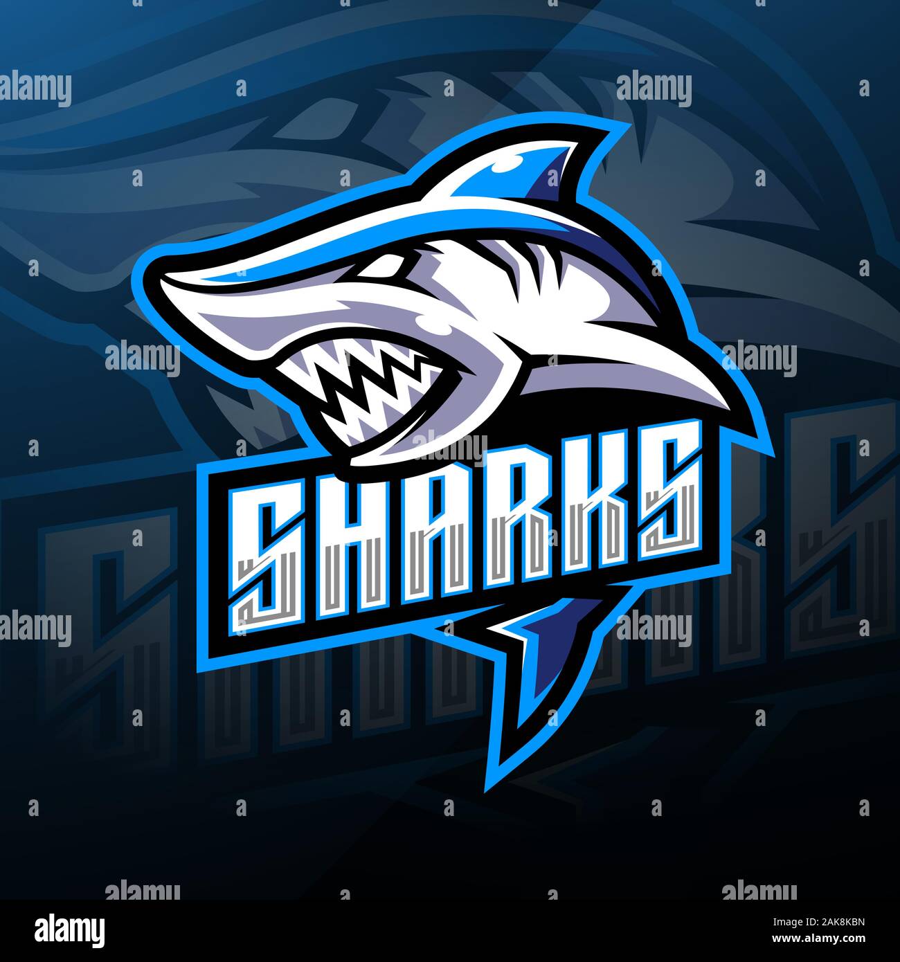 Shark Esport Logo for Gaming Stock Vector - Illustration of badge