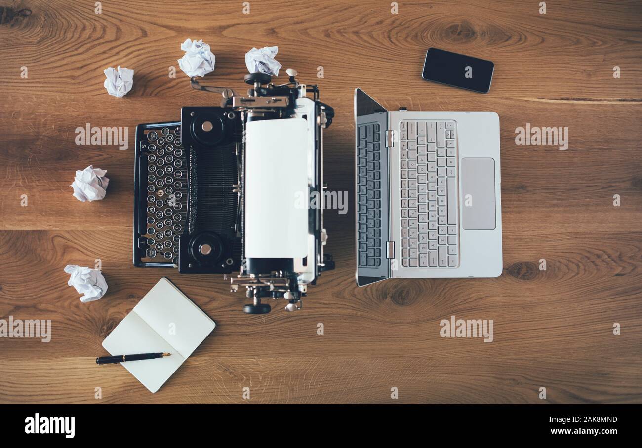 Old typewriter new computer hi-res stock photography and images - Alamy
