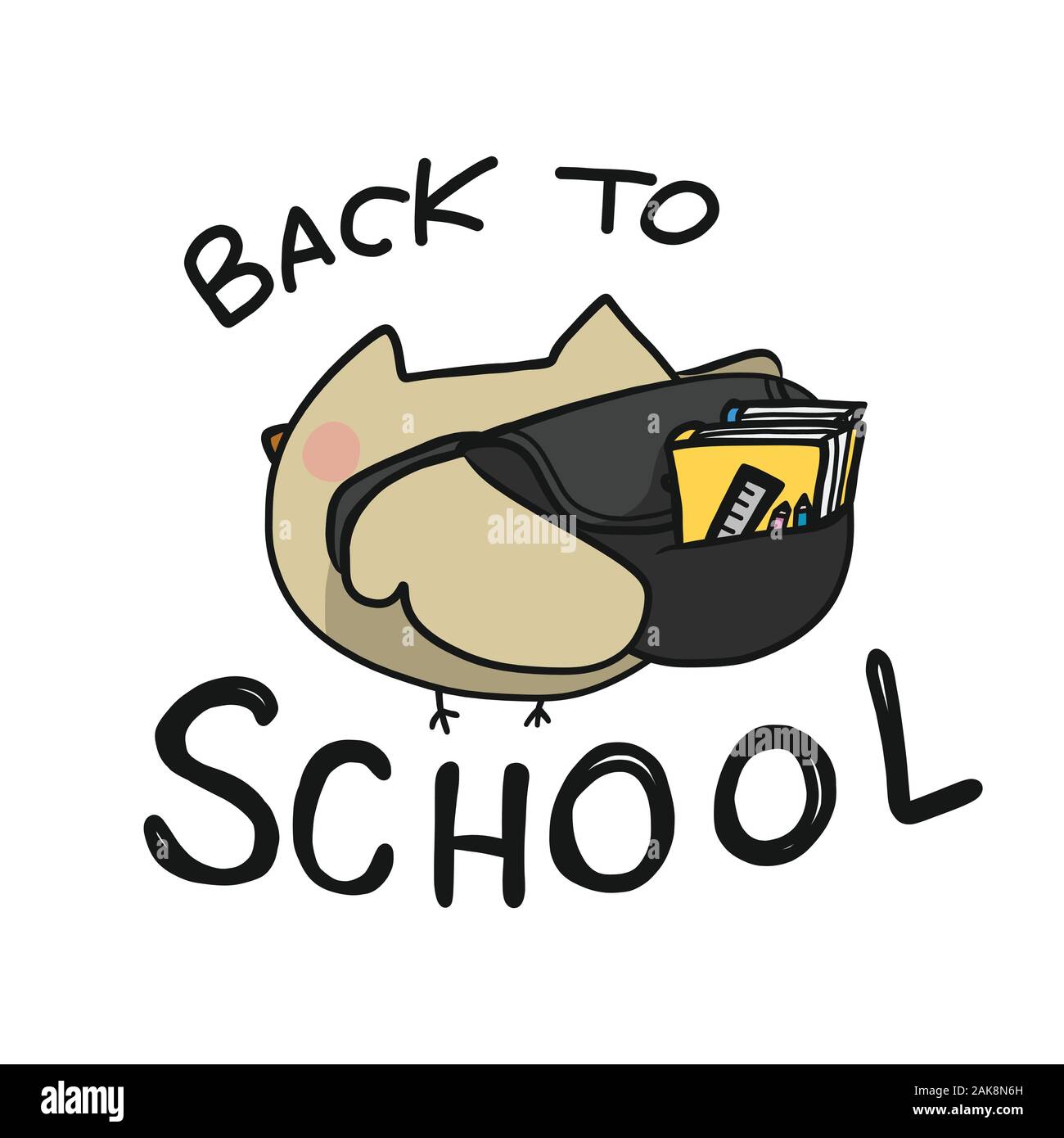 Owl student back to school cartoon vector illustration Stock Vector