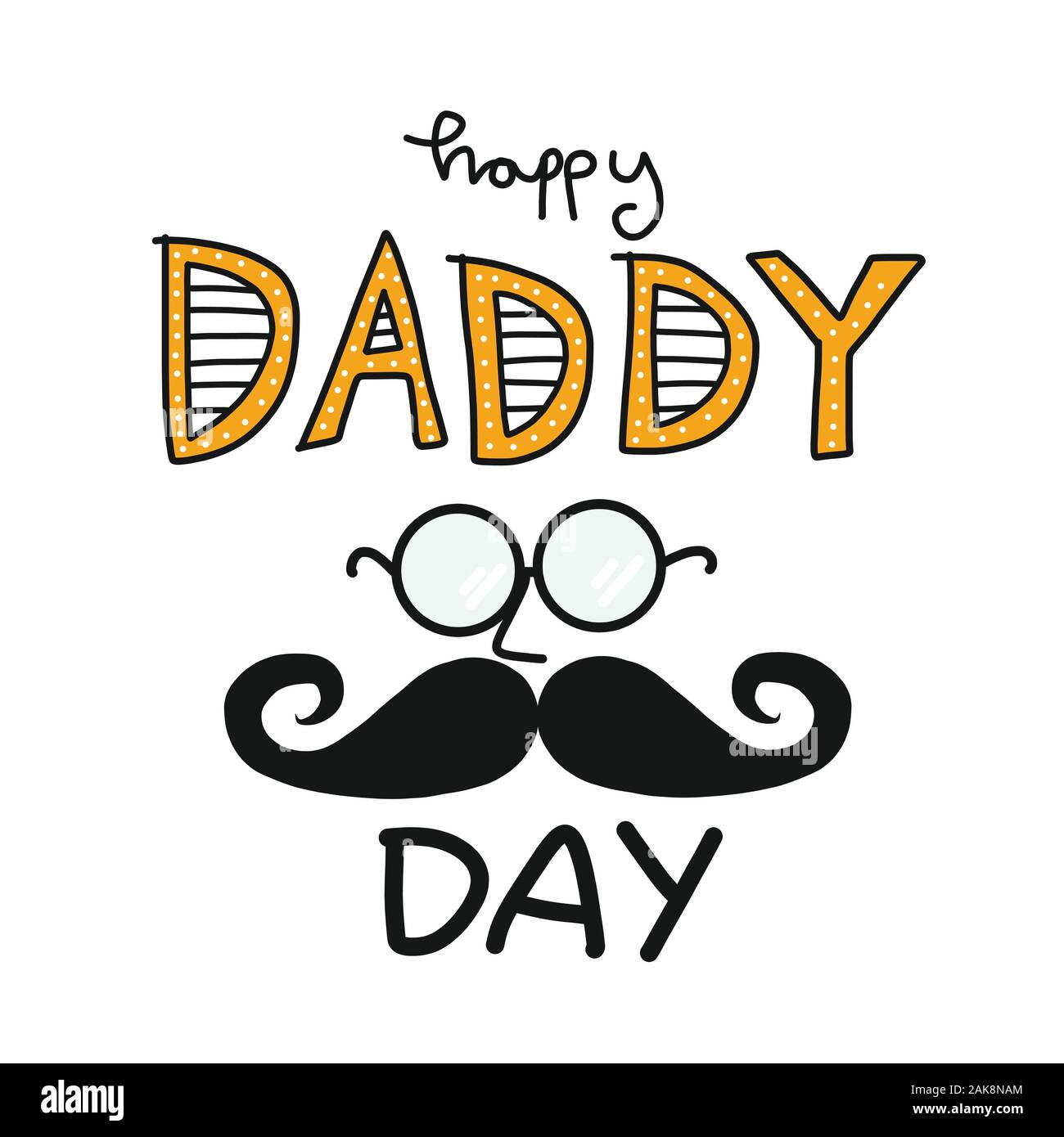 Happy daddy day word and mustache vector illustration Stock Vector