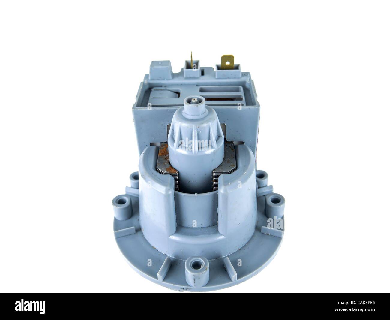 Motor pump with impeller of a washing machine on a white background