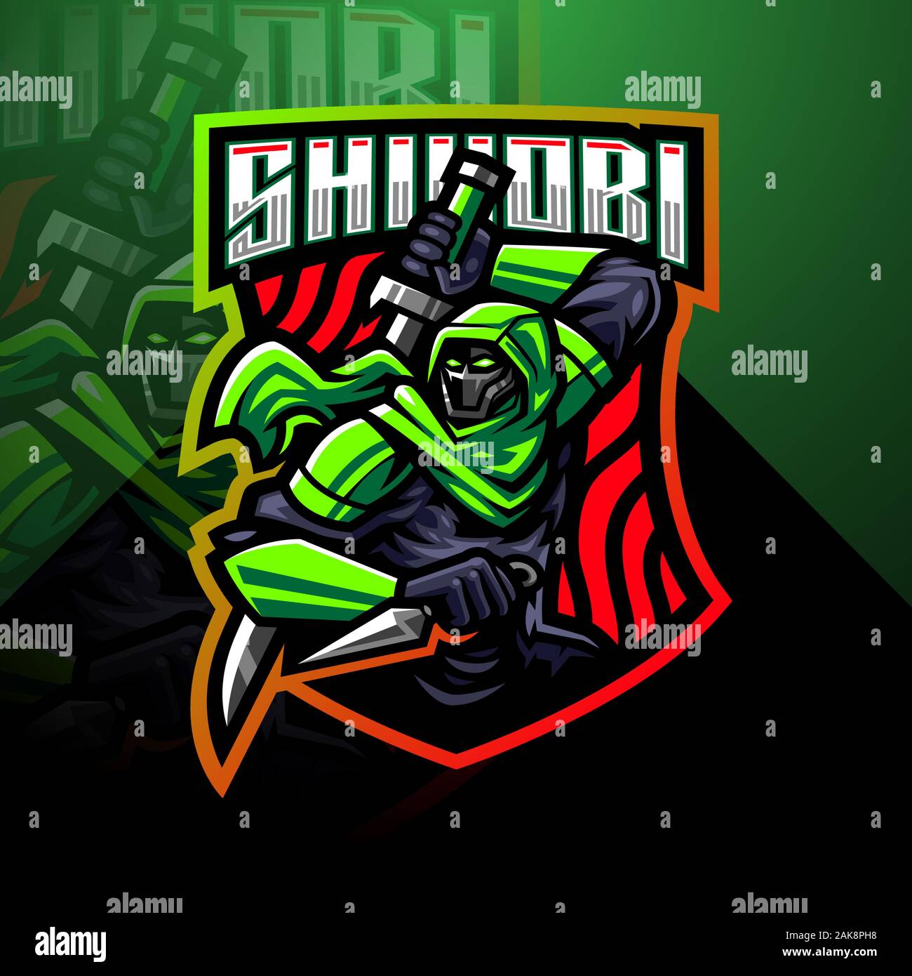 Shinobi Esport Mascot Logo Design Stock Vector Image Art Alamy